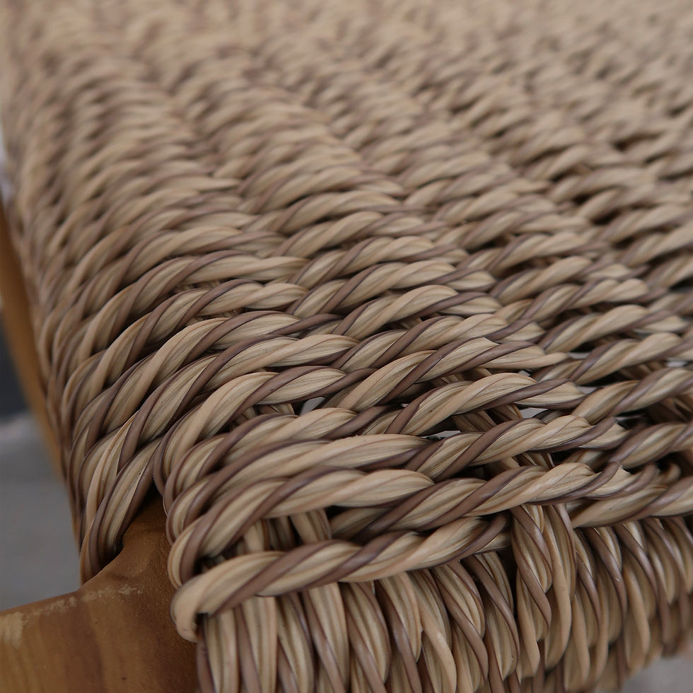 Thumbnail: Weatherproof Natural Rattan Wood Look Aluminum Outdoor Bar Stool