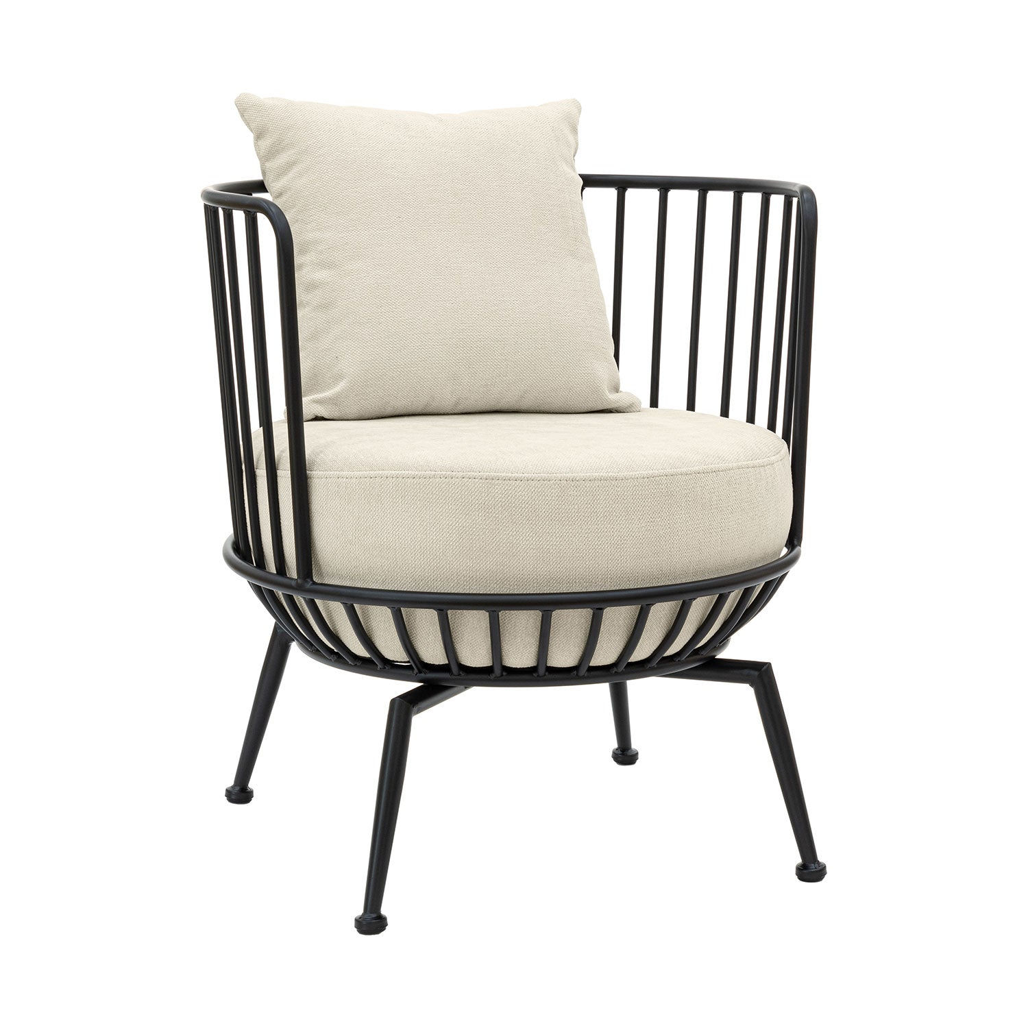 Geometric Modern Armchair with Matte Black Steel Frame Padded Seat