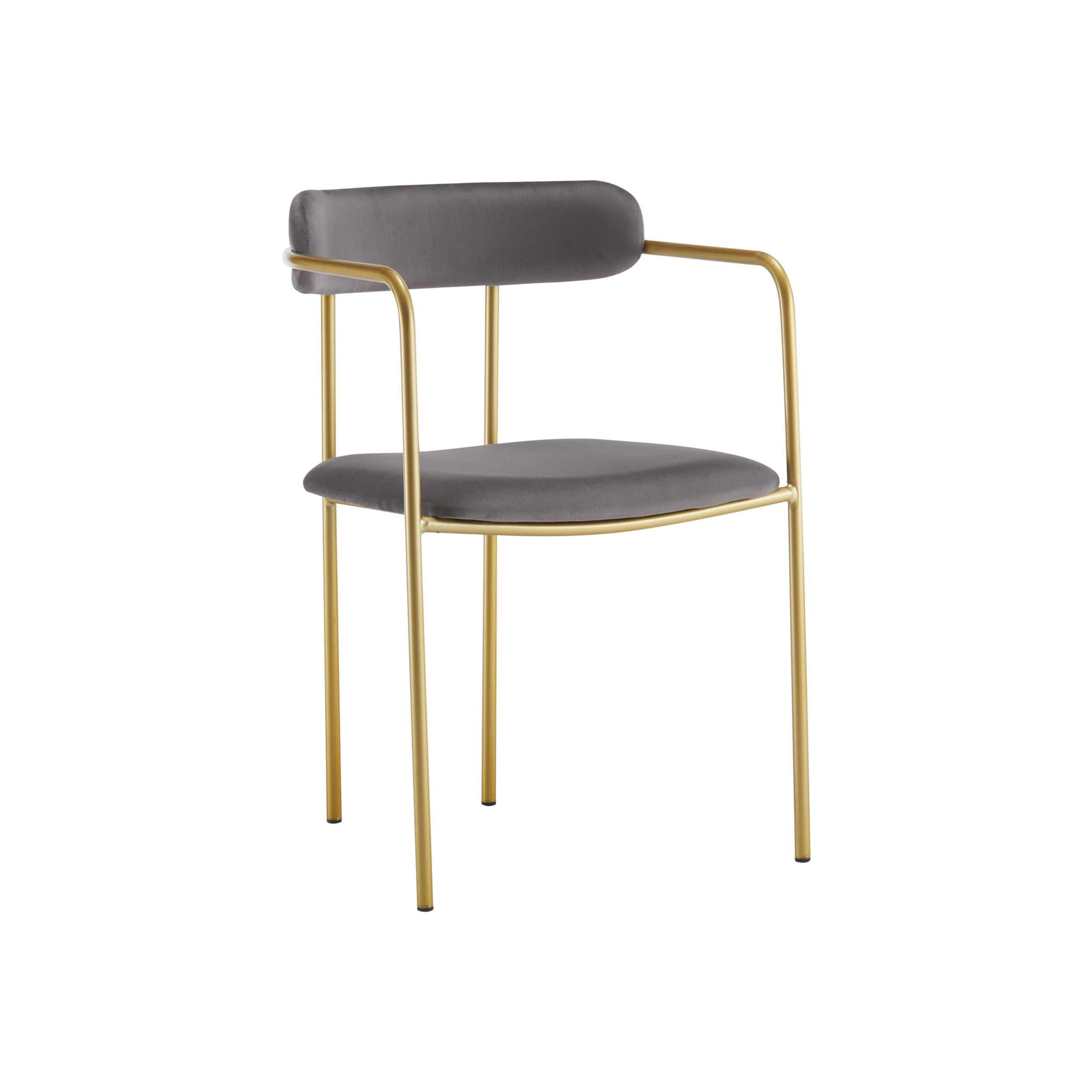 Grey Velvet Ares Dining Chair with Sleek Metal Legs