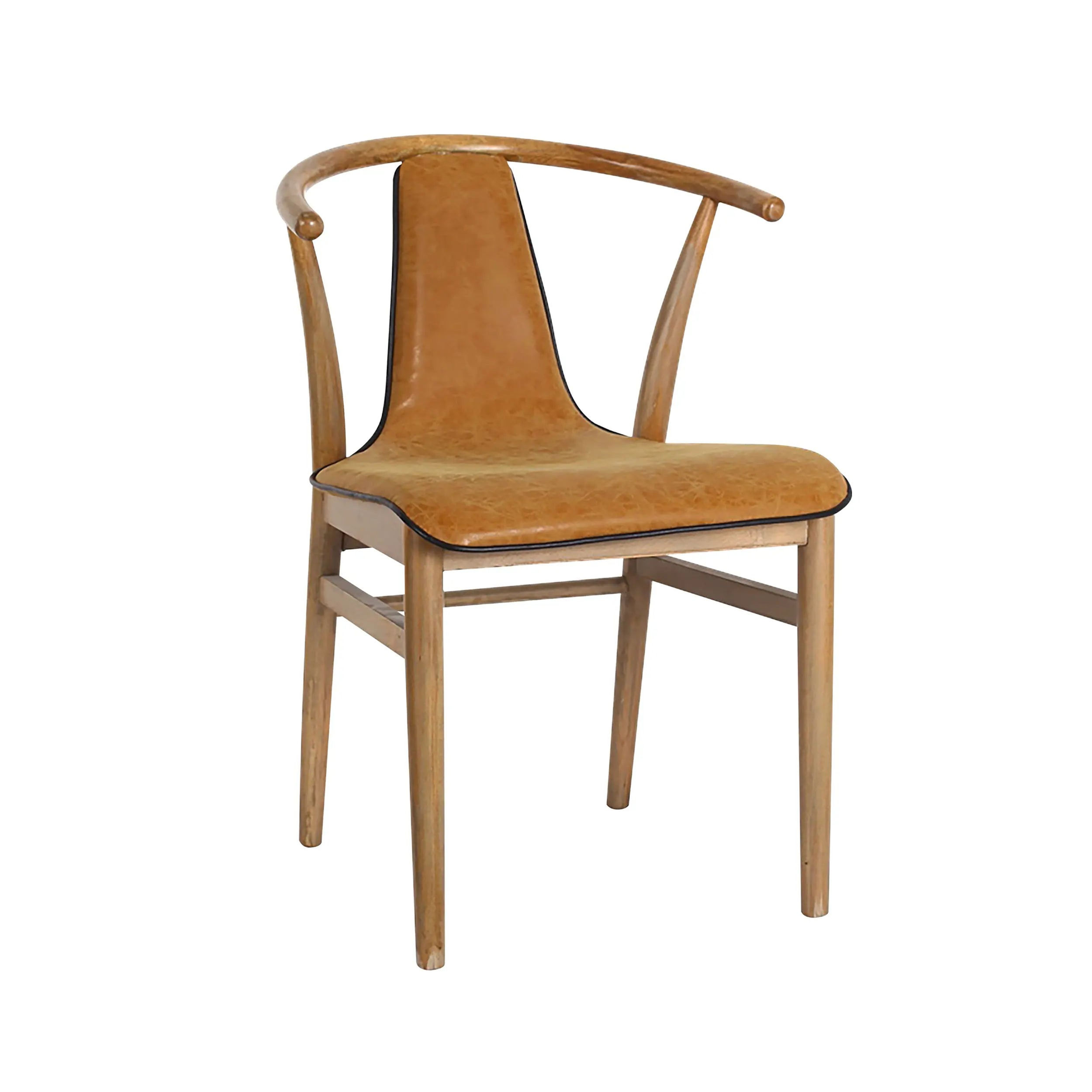 Modern Orange Beech Wood Armchair with Soft Suede Cushion