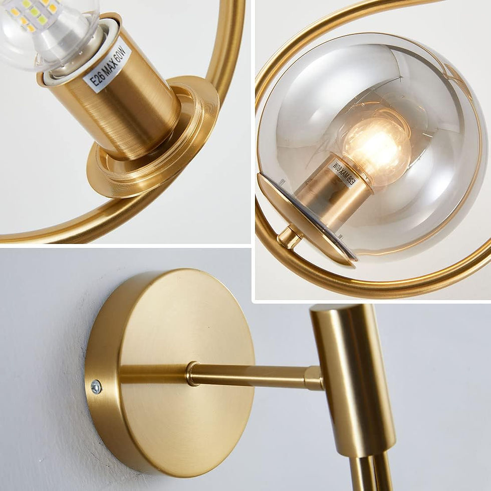 Thumbnail: Mid-Century Modern Gold Wall Sconce with Smoke Gray Globe Lighting