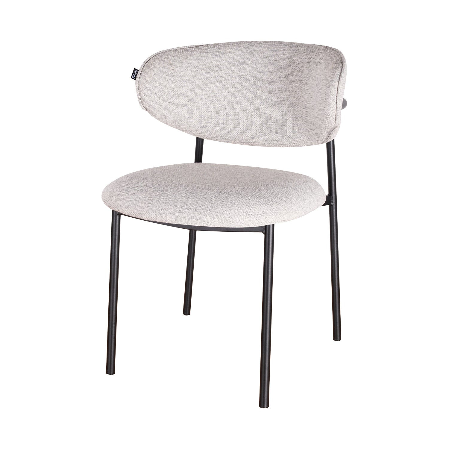 Modern Upholstered Dining Chair with Sleek Black Metal Legs