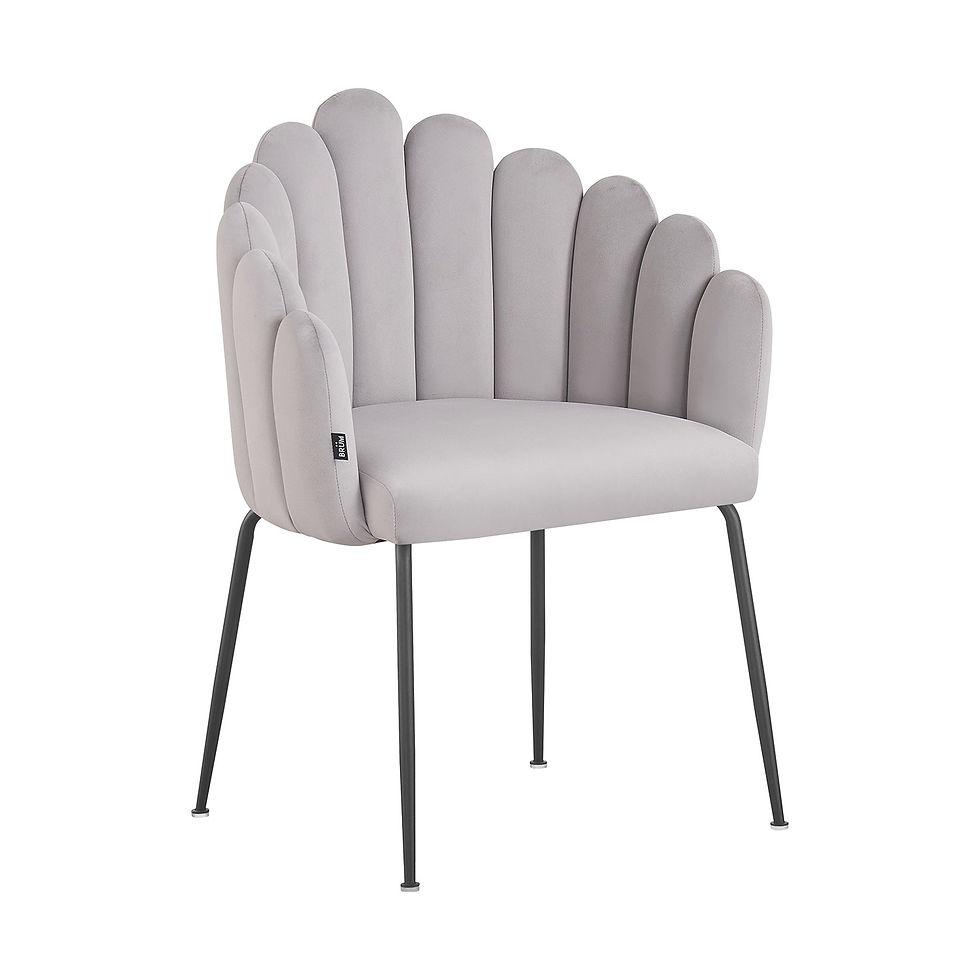 Miniatura: Mid-Century Velvet Dining Chair with Ergonomic Black Metal Legs