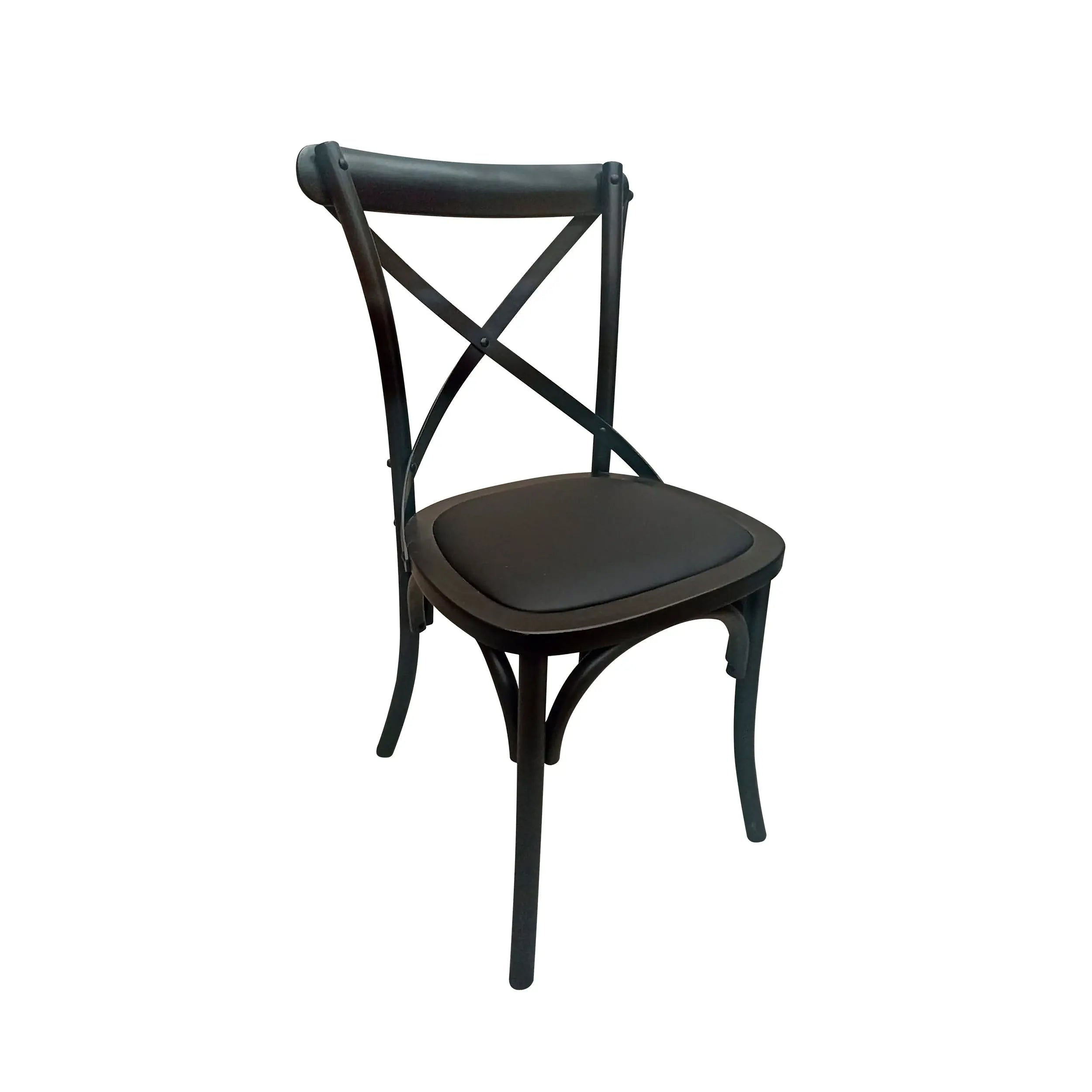 Cross Back Rubberwood Dining Chair with PU Leather Cushion