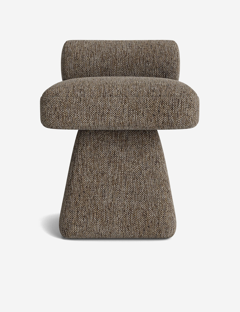 Thumbnail: Hazen Upholstered Stool with Faceted Base and Rounded Backrest