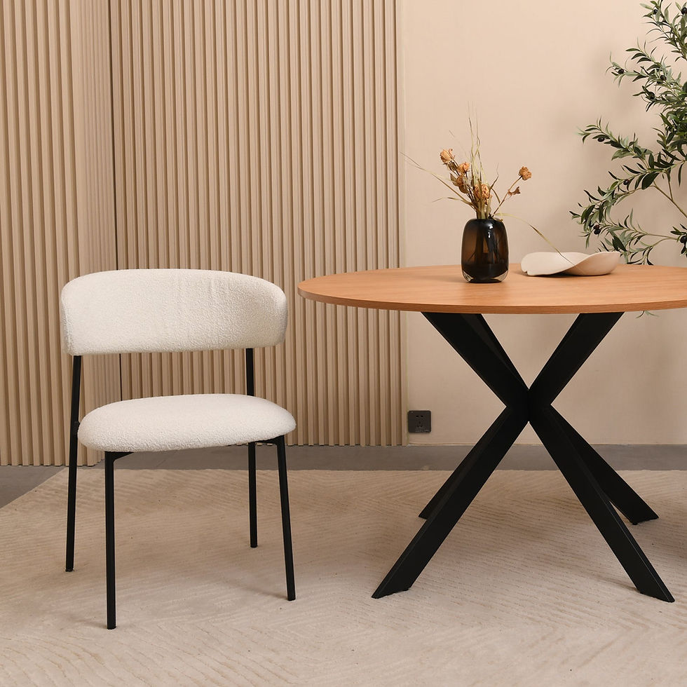 Miniatura: Elegant Fiji Boucle Upholstered Dining Chair with Powder Coated Steel Legs