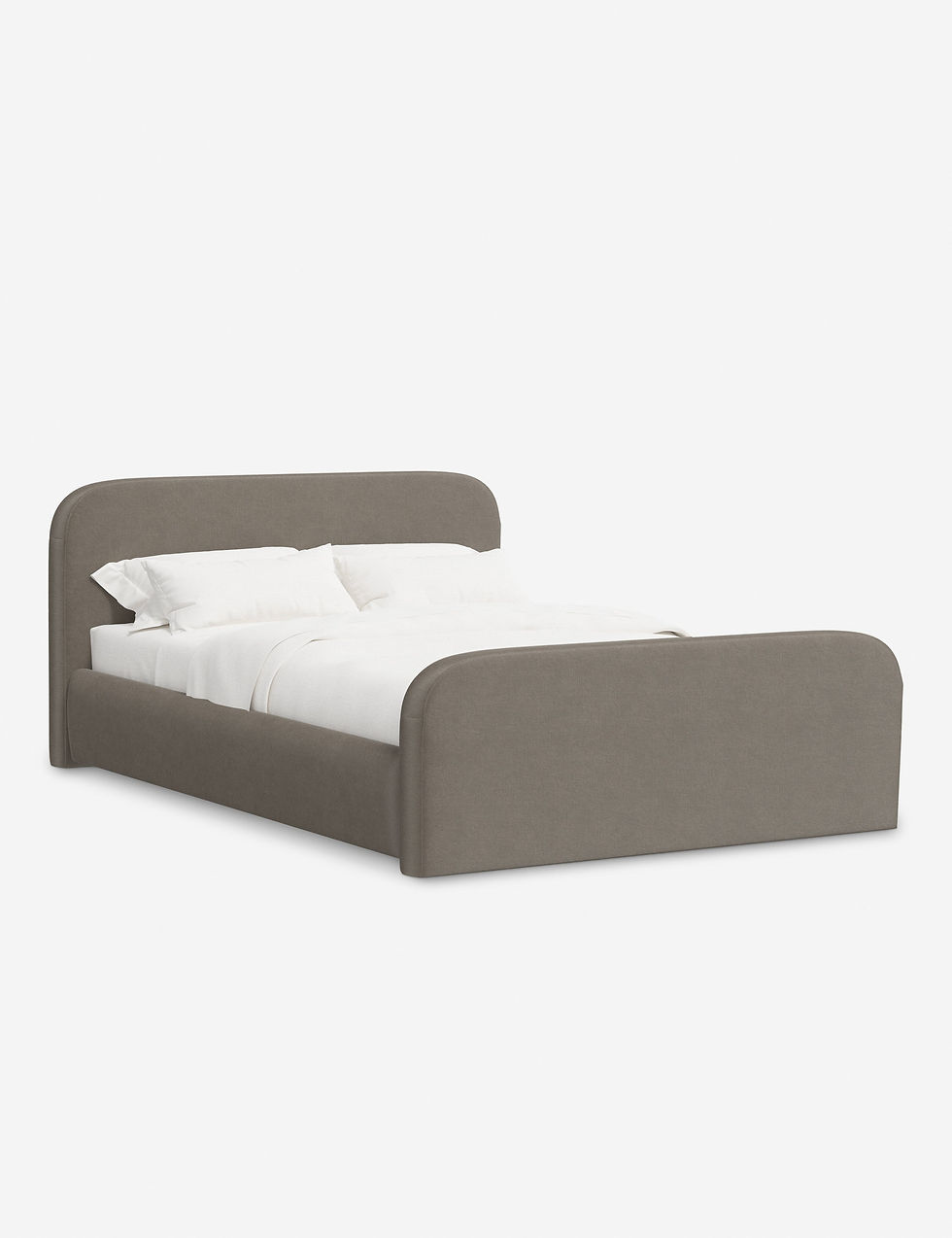 Miniatura: Nabiha Upholstered Platform Bed With Footboard Modern Rounded Headboard