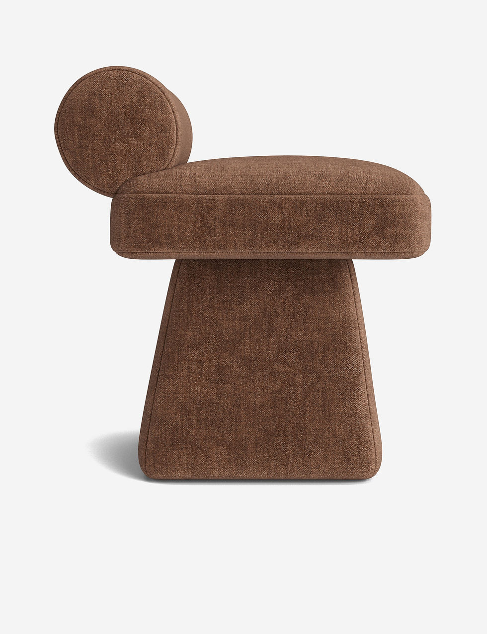Miniatura: Hazen Upholstered Stool with Faceted Base and Rounded Backrest