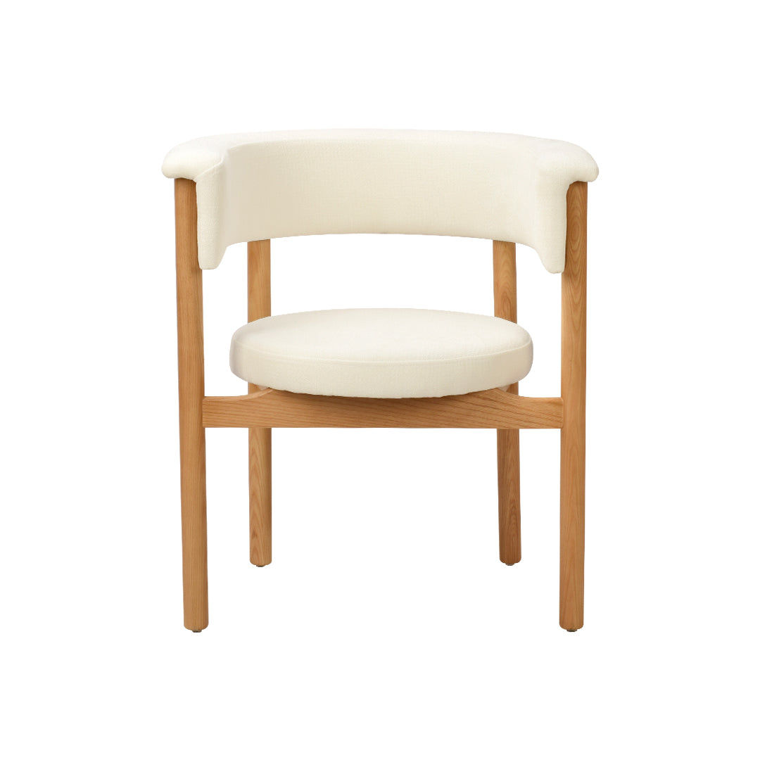 Sophisticated Beige Suede Upholstered Natural Oak Wood Dining Chair