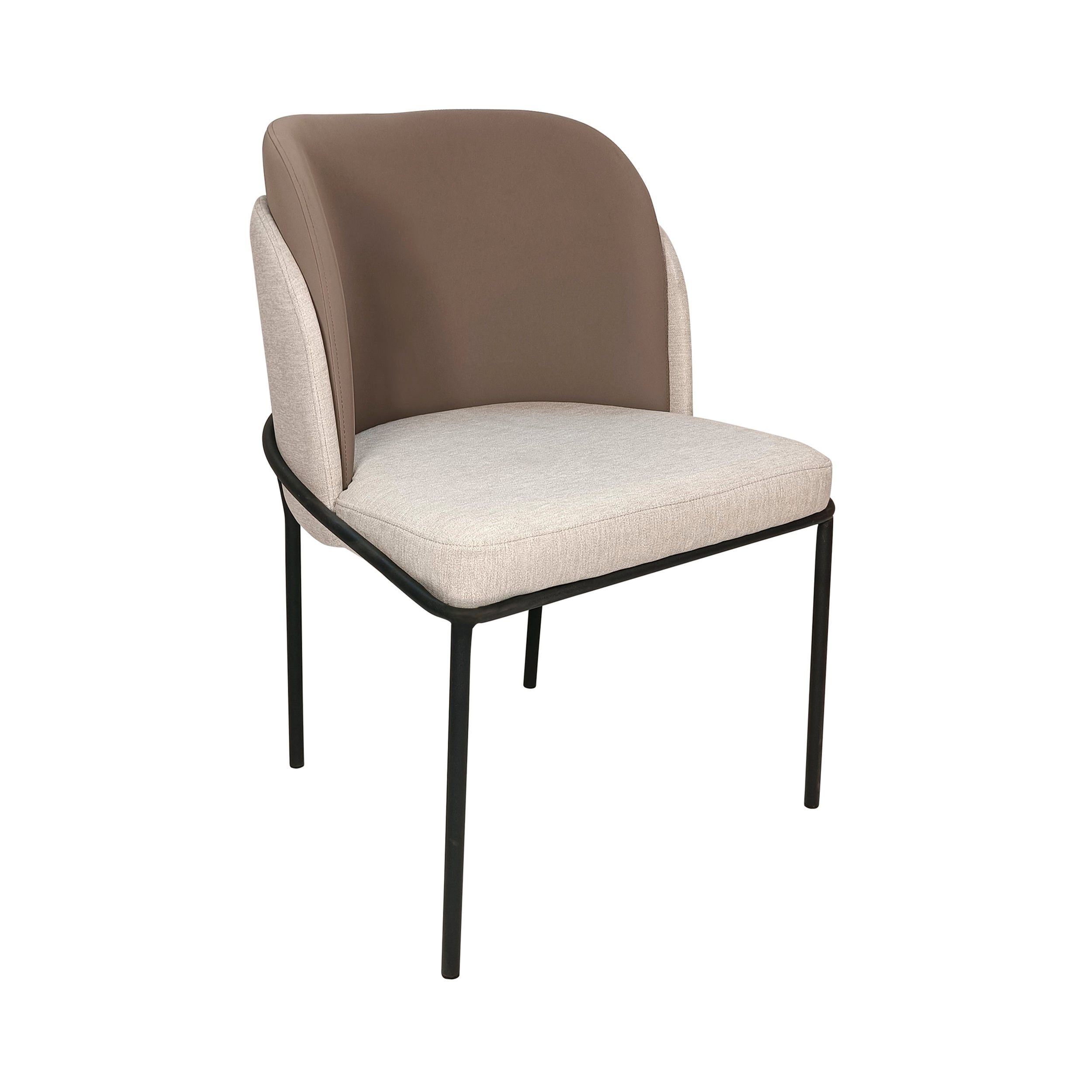 Modern Hilda Gray Linen Dining Chair with Dark Metal Legs