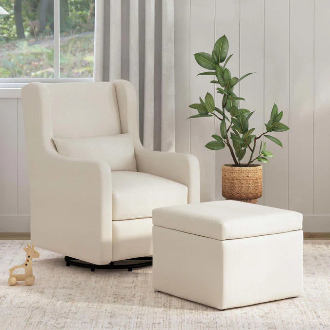 Miniatura: Ergonomic Swivel Glider Nursery Chair with Storage Ottoman