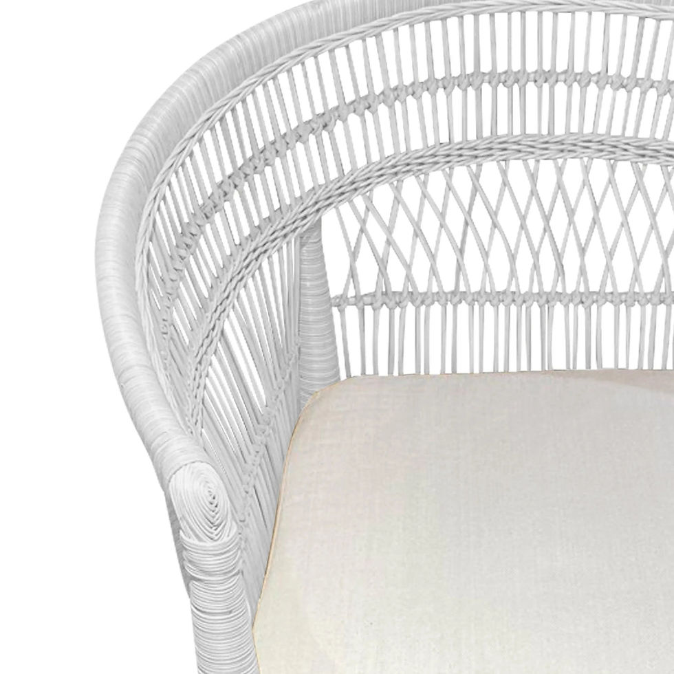 Thumbnail: Elegant White Rattan Indoor Outdoor Lounge Chair with Cushion