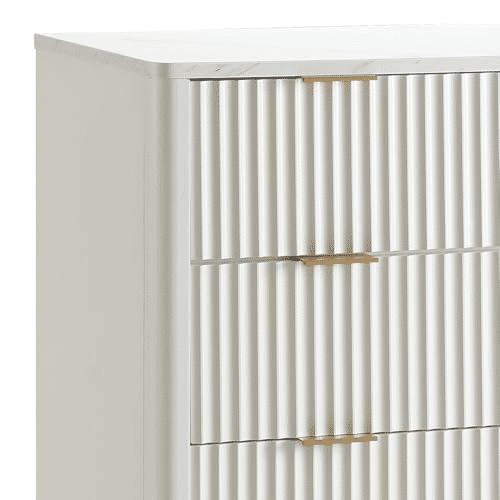 Miniatura: Fluted Nightstand with Charging Station and Faux Marble Top