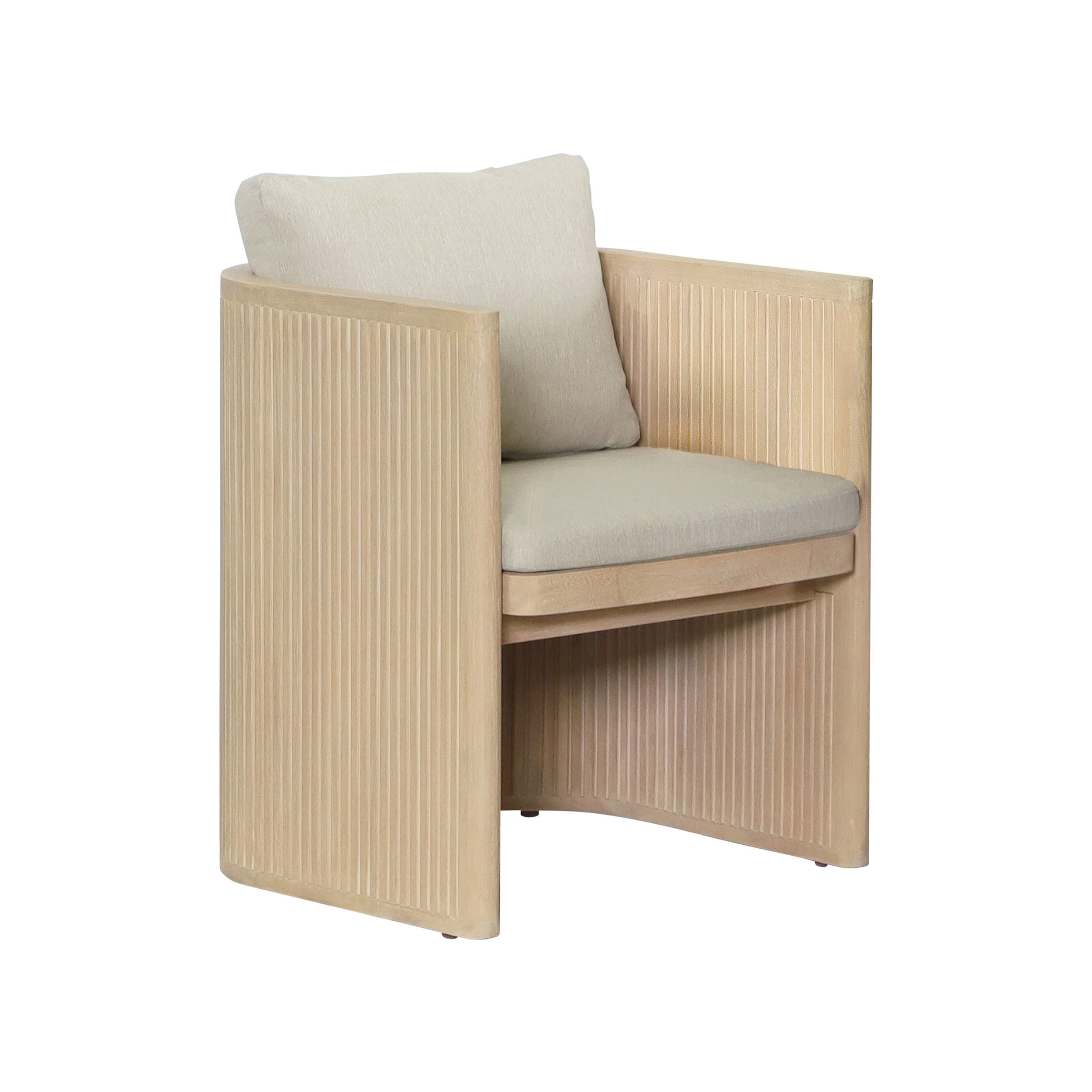 Elegant Olympe Eucalyptus Wood Indoor Outdoor Beige Lounge Chair