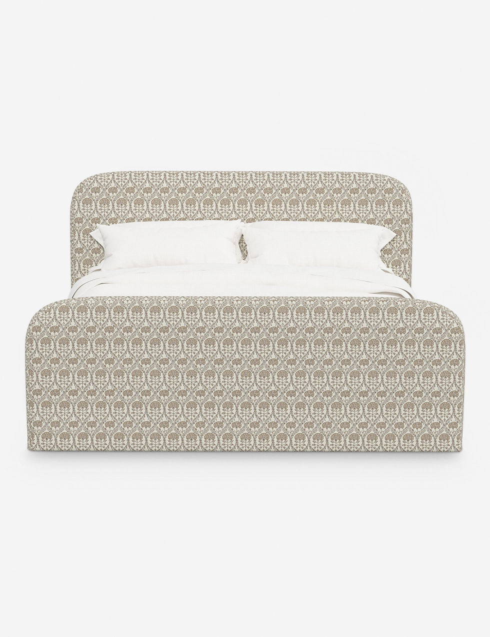 Miniatura: Nabiha Upholstered Platform Bed With Footboard Modern Rounded Headboard