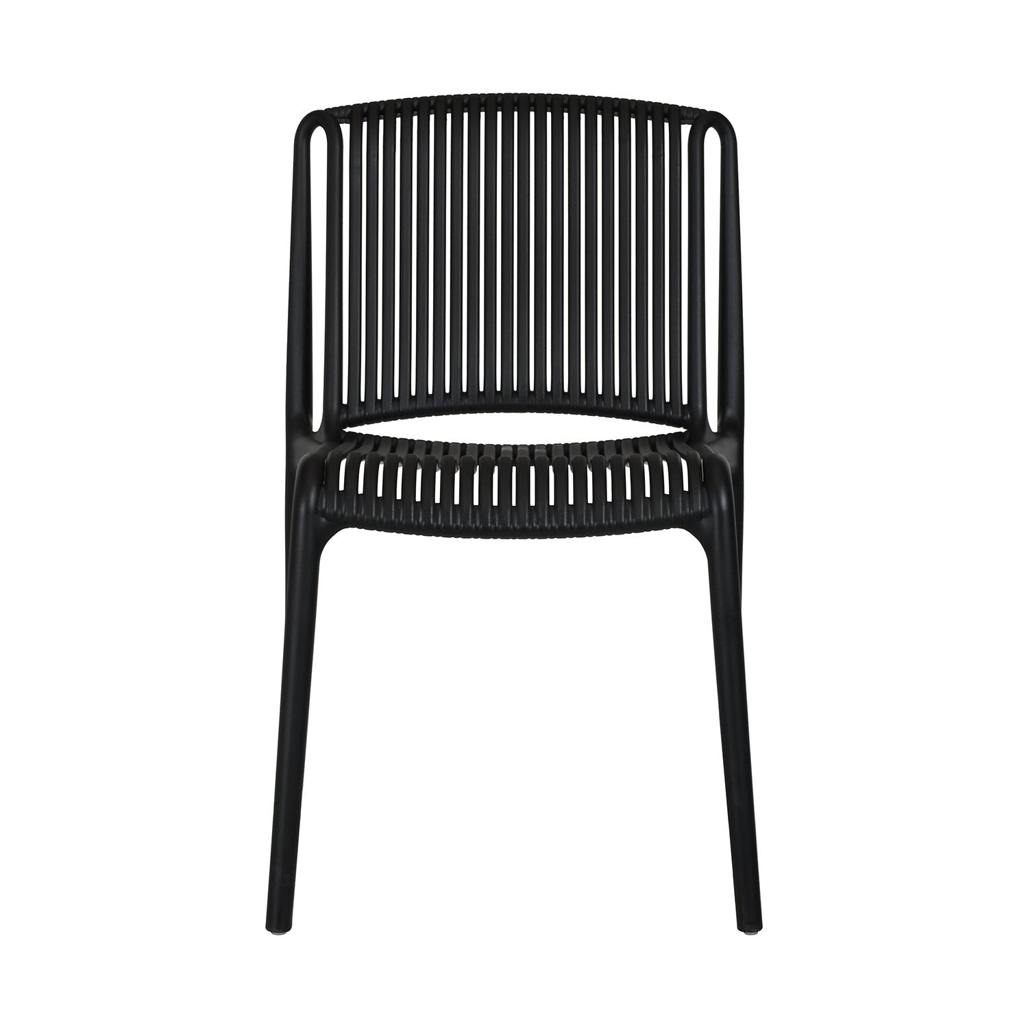 Ergonomic Slatted Backrest Outdoor Dining Chair in Durable Polypropylene