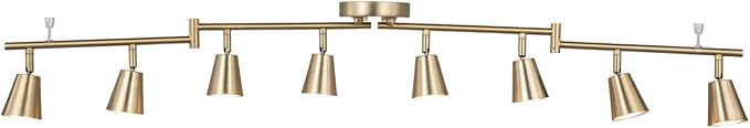 Thumbnail: Eight Light Matte Brass Adjustable Track Lighting Kit with Flexible Arms