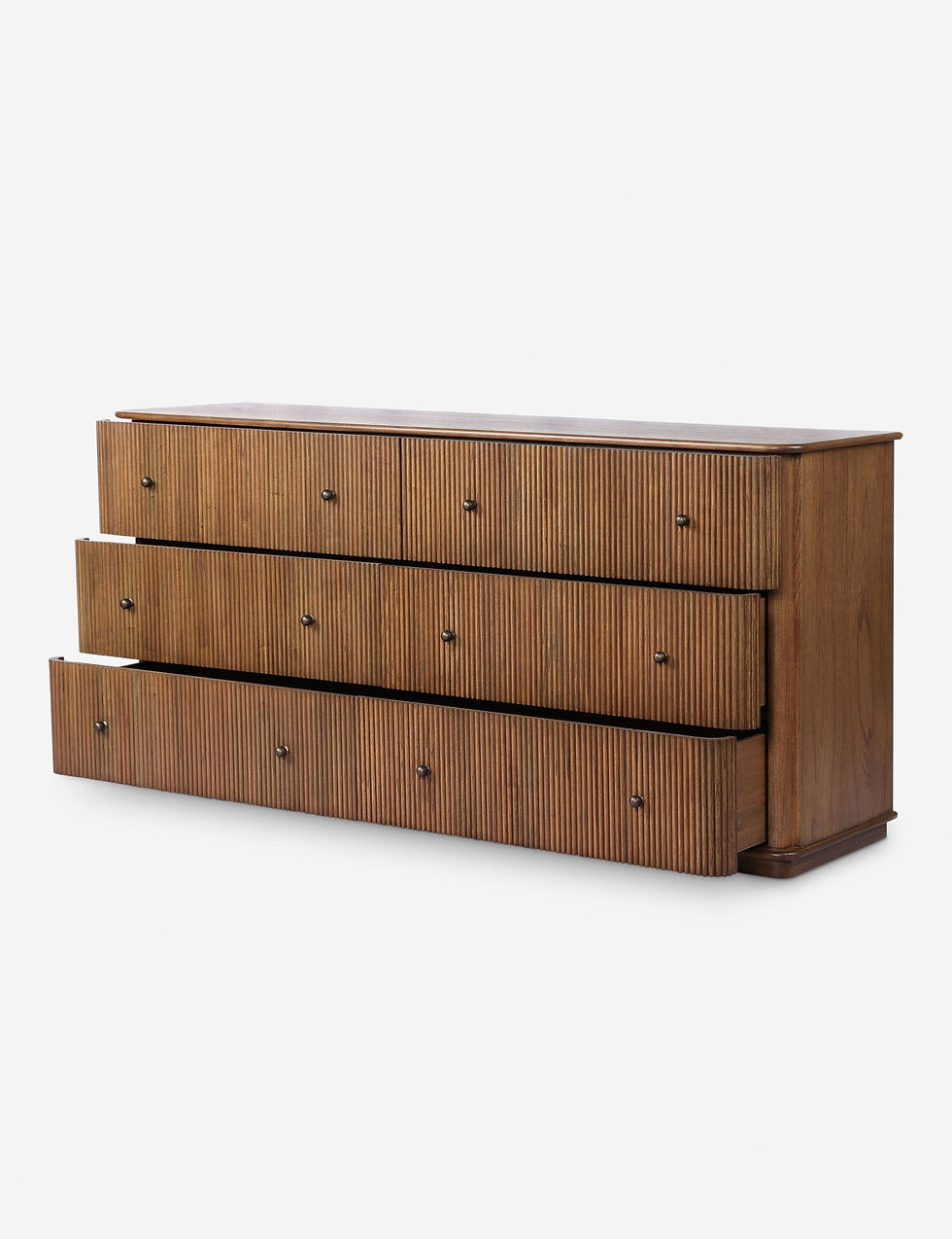Miniatura: Elegant Reeded Wood Six Drawer Wide Dresser with Plinth Base