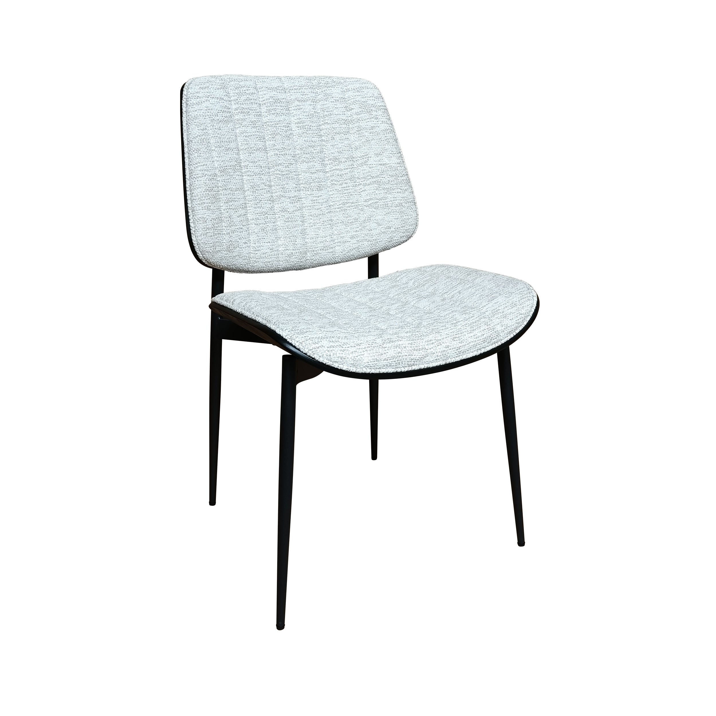 Modern White Chenille Indoor Chair with Sleek Metal Frame