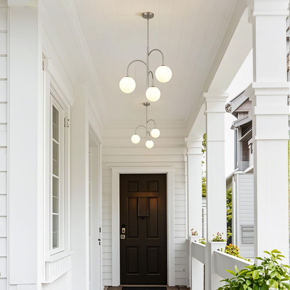 Thumbnail: Modern 3-Light Brushed Nickel Chandelier with Milk Glass Globes