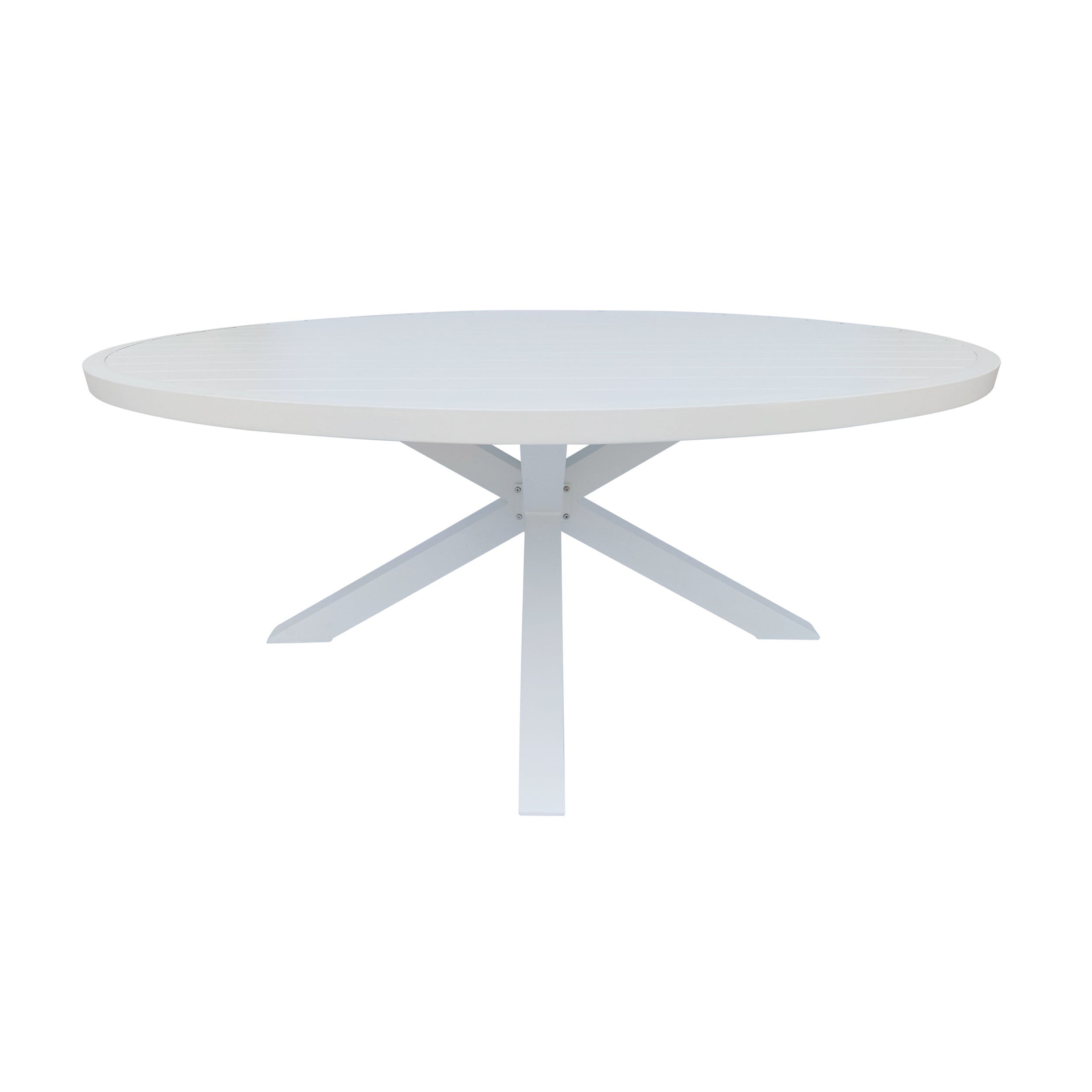 Large 71 Inch Round White Aluminum Indoor Outdoor Dining Table