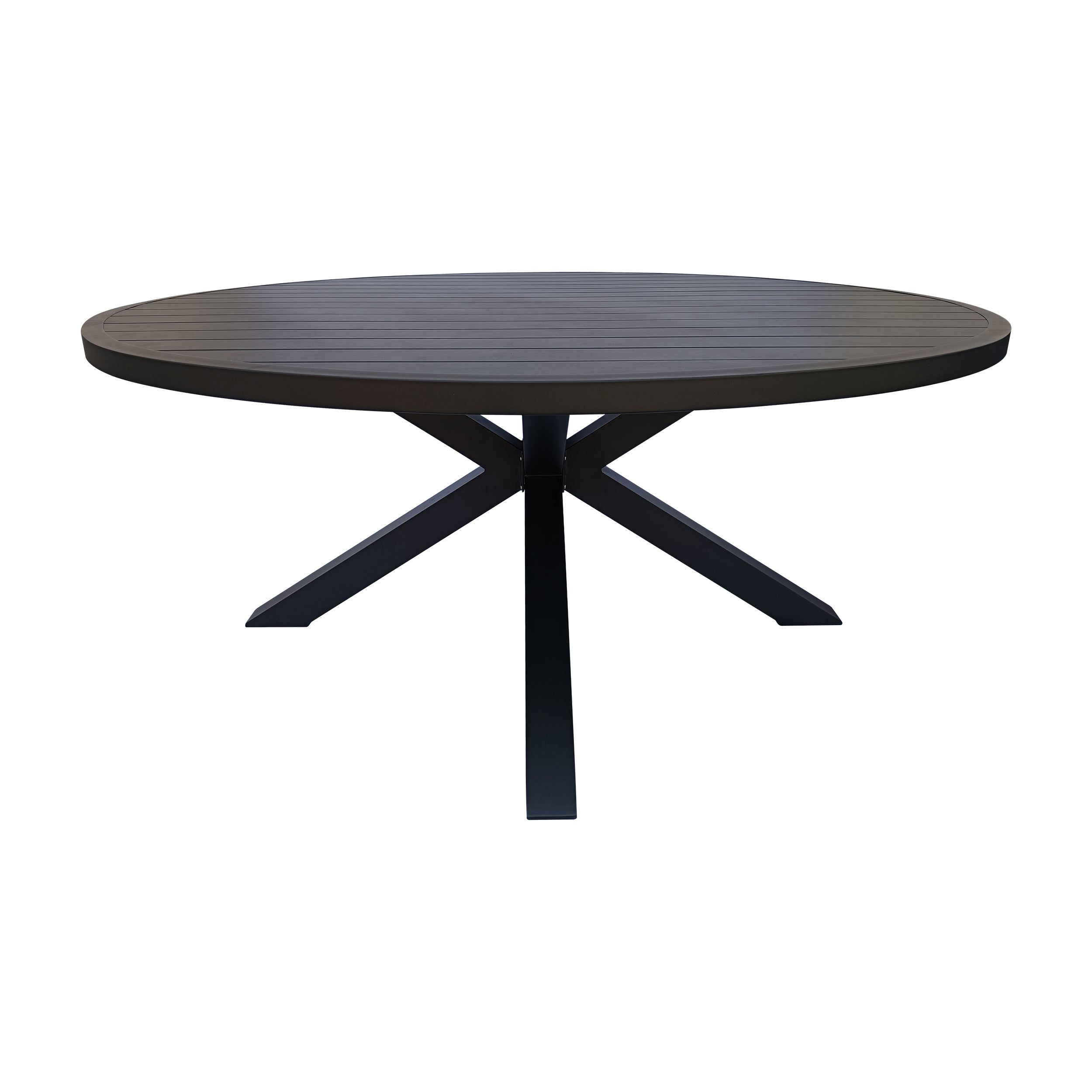Large Round Aluminum Indoor Outdoor Dining Table Charcoal Finish