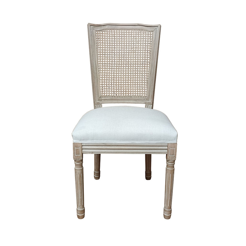 Thumbnail: Classic Louis Wooden Dining Chair with Rattan Backrest Beige