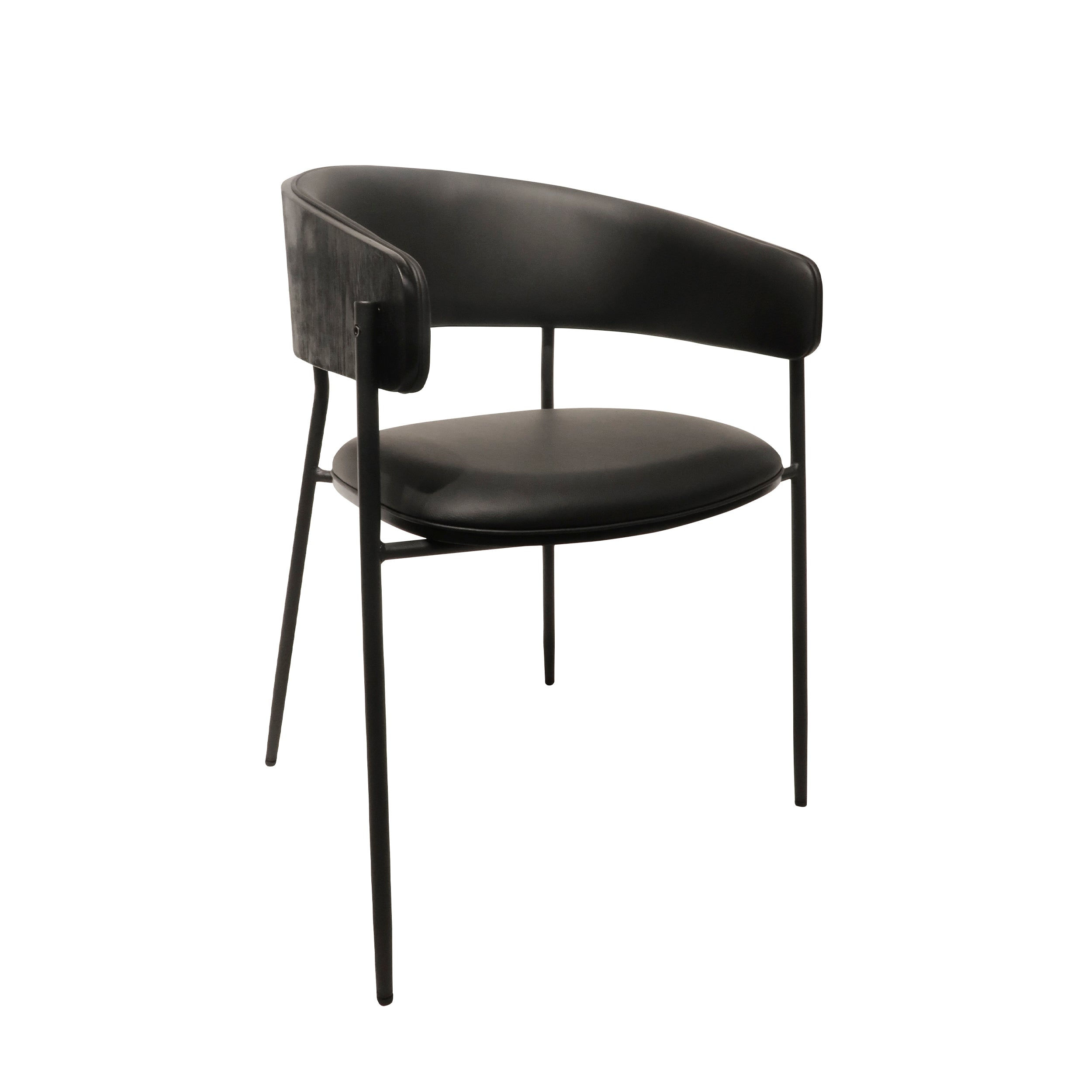 Modern Black Walnut Wood Dining Chair with Metal Frame