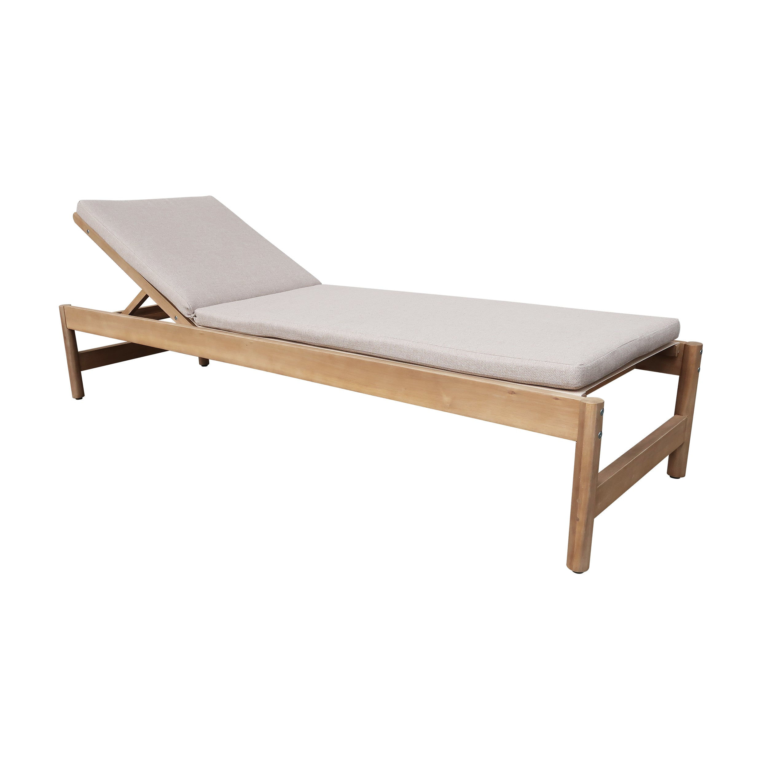 Talara Natural Acacia Wood Outdoor Sun Lounger with Cushion