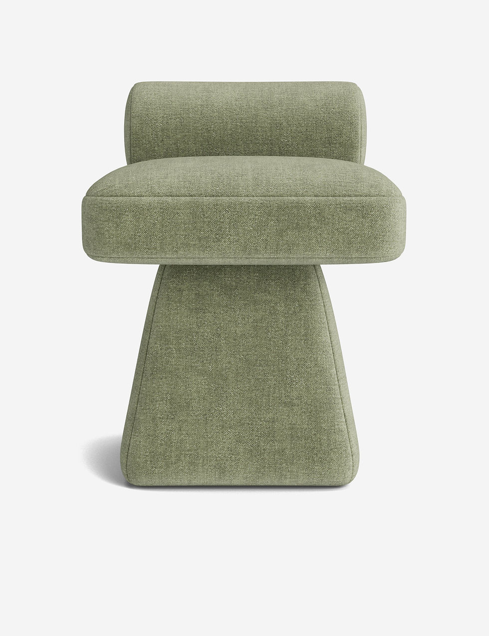 Miniatura: Hazen Upholstered Stool with Faceted Base and Rounded Backrest