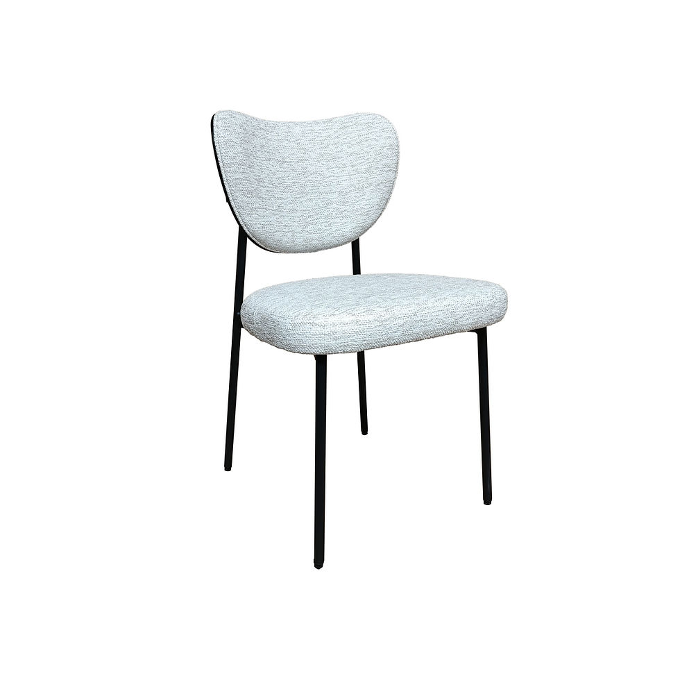 Thumbnail: Elegant White Chenille Upholstered Dining Chair with Sleek Metal Legs