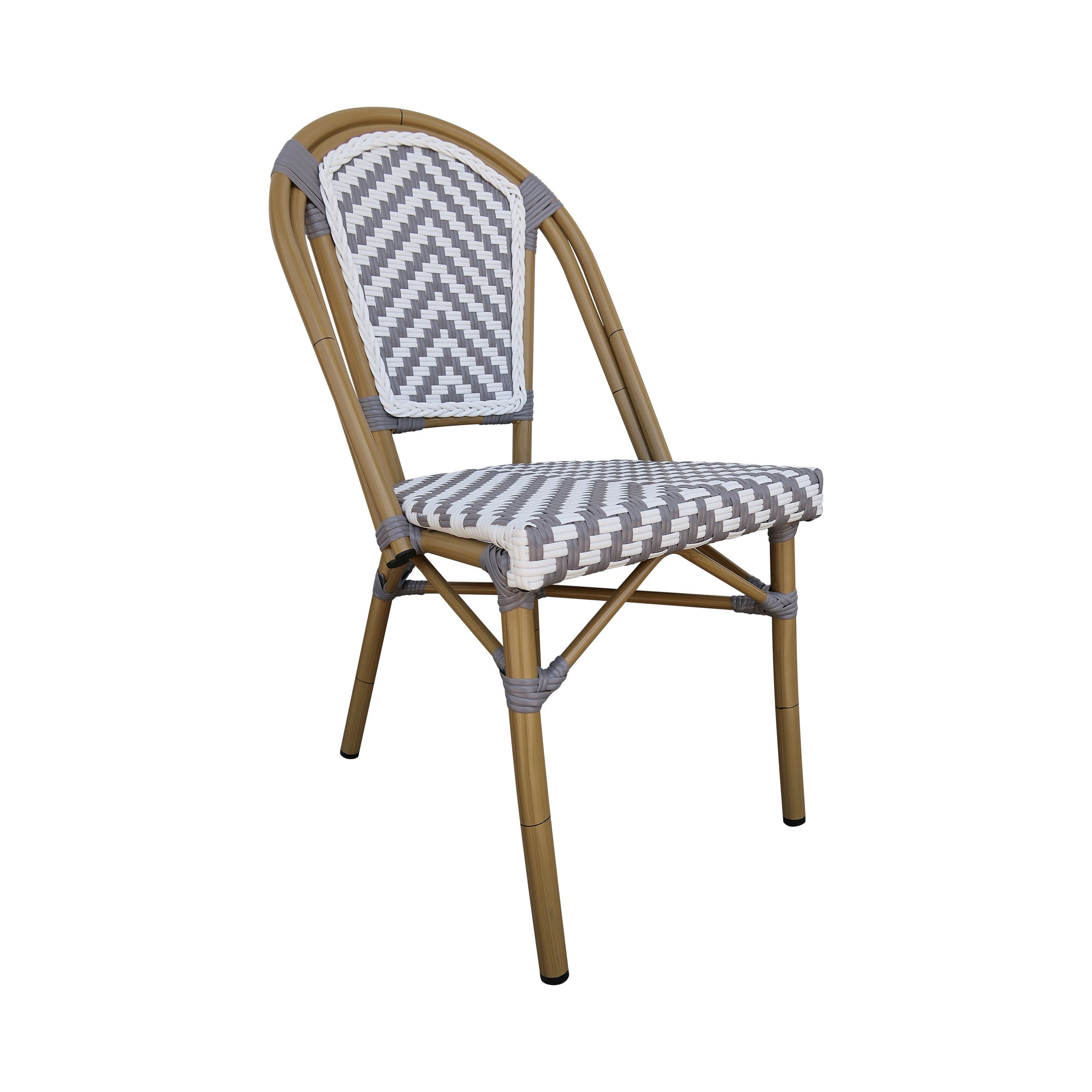 Gray Stackable Outdoor Synthetic Rattan Dining Chair Aluminum Frame