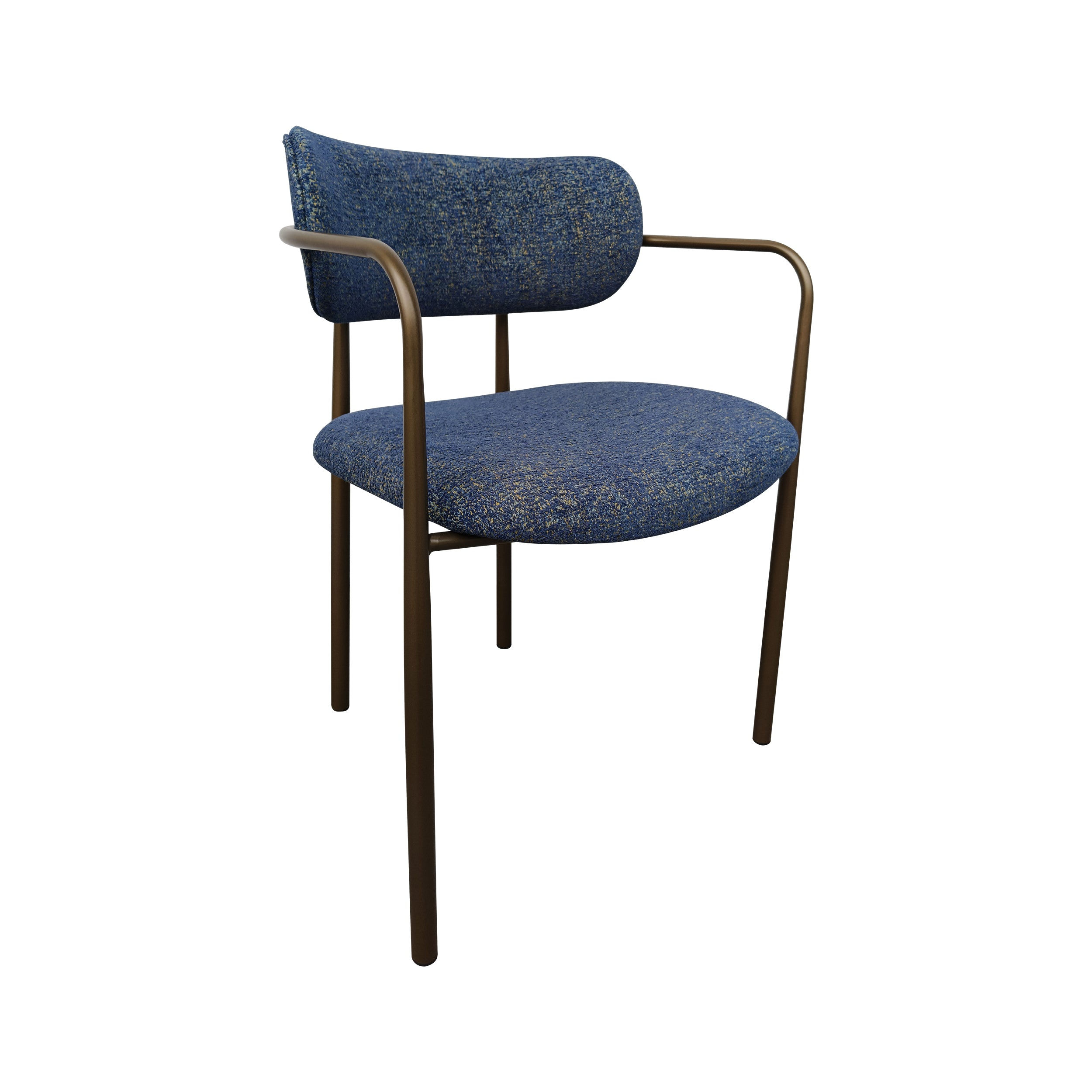 Elegant Blue Chenille Upholstered Dining Chair with Metal Frame