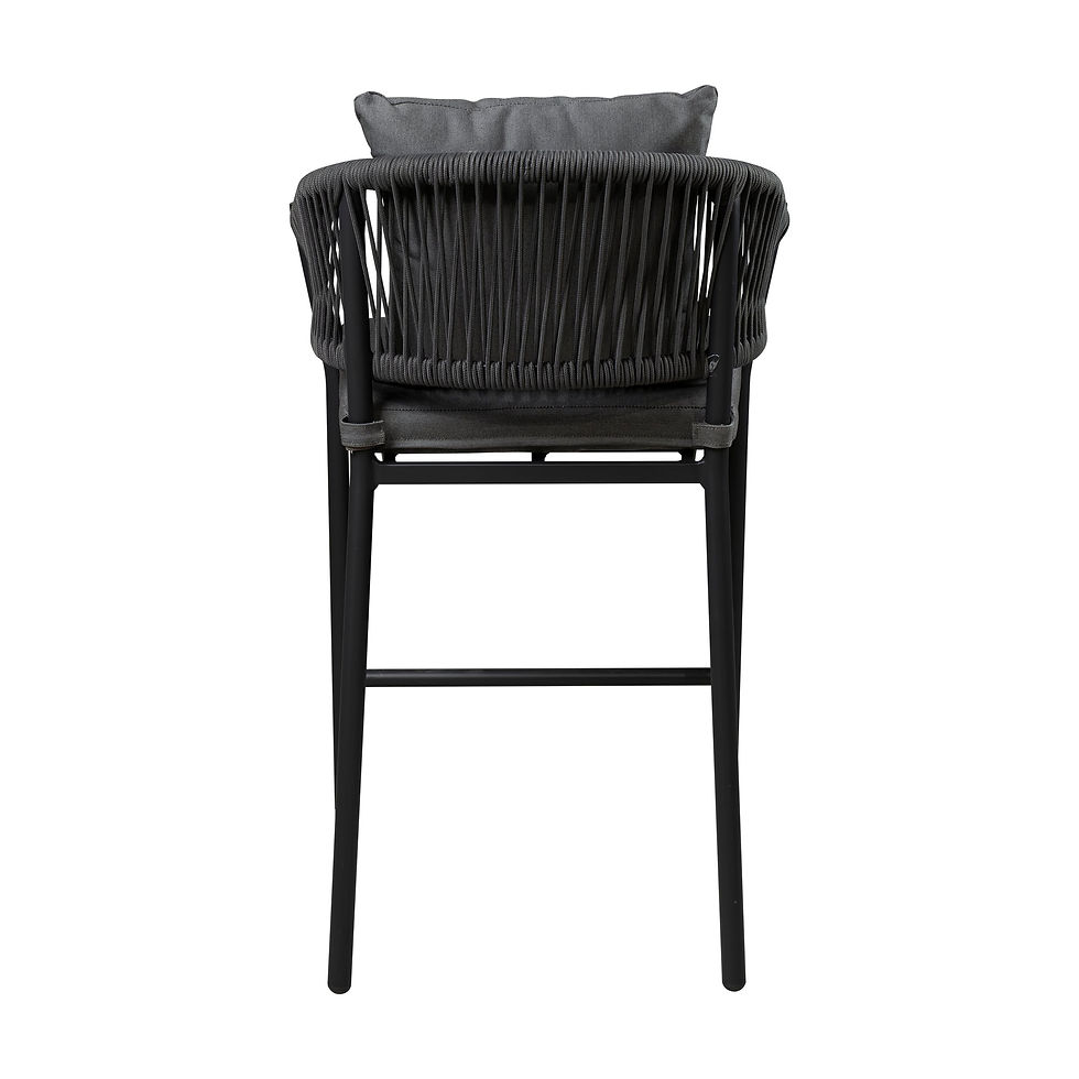 Miniatura: Mara Carbon Gray Woven Outdoor Bar Stool with Aluminum Frame