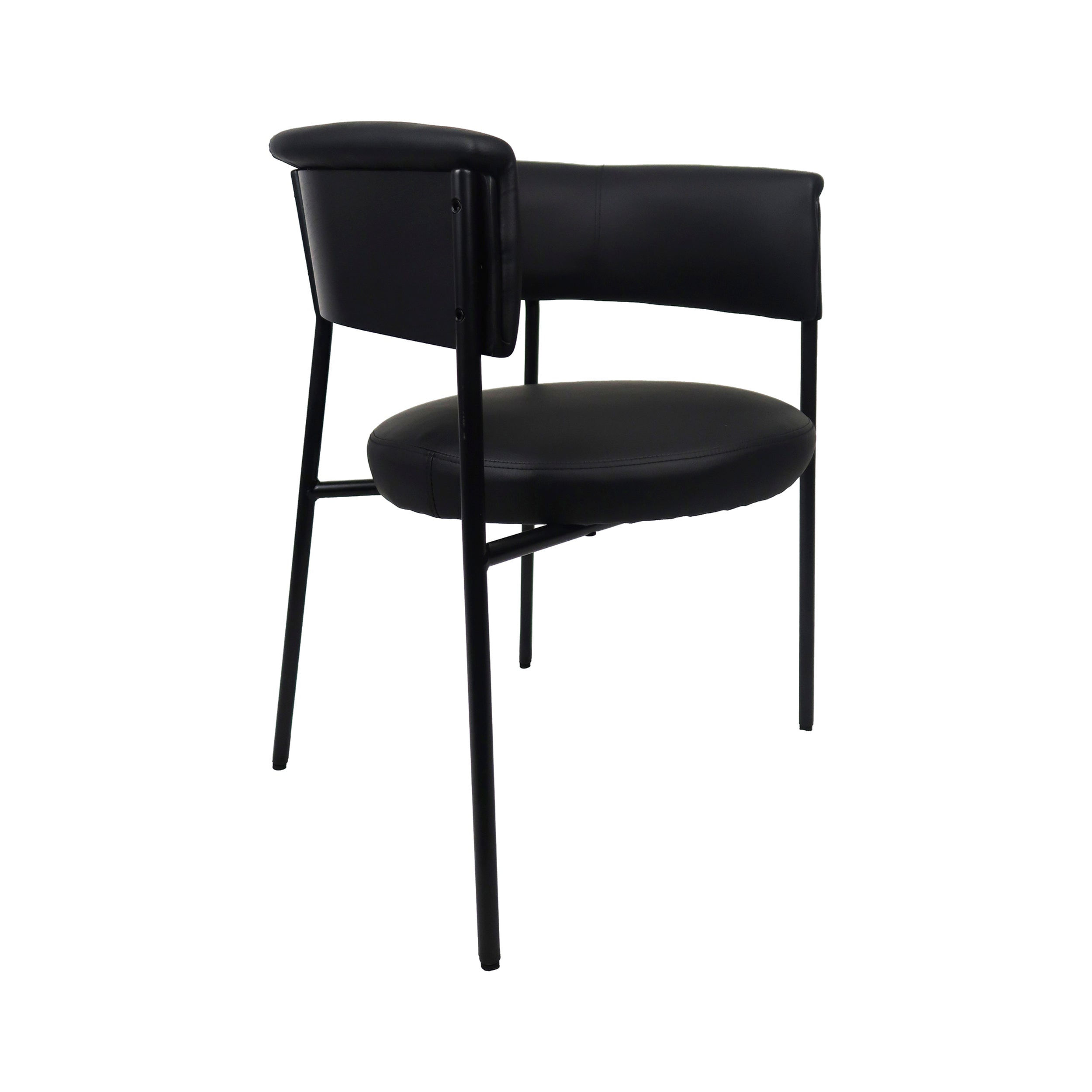 Modern Black Faux Leather Dining Chair with Reinforced Aluminum Frame