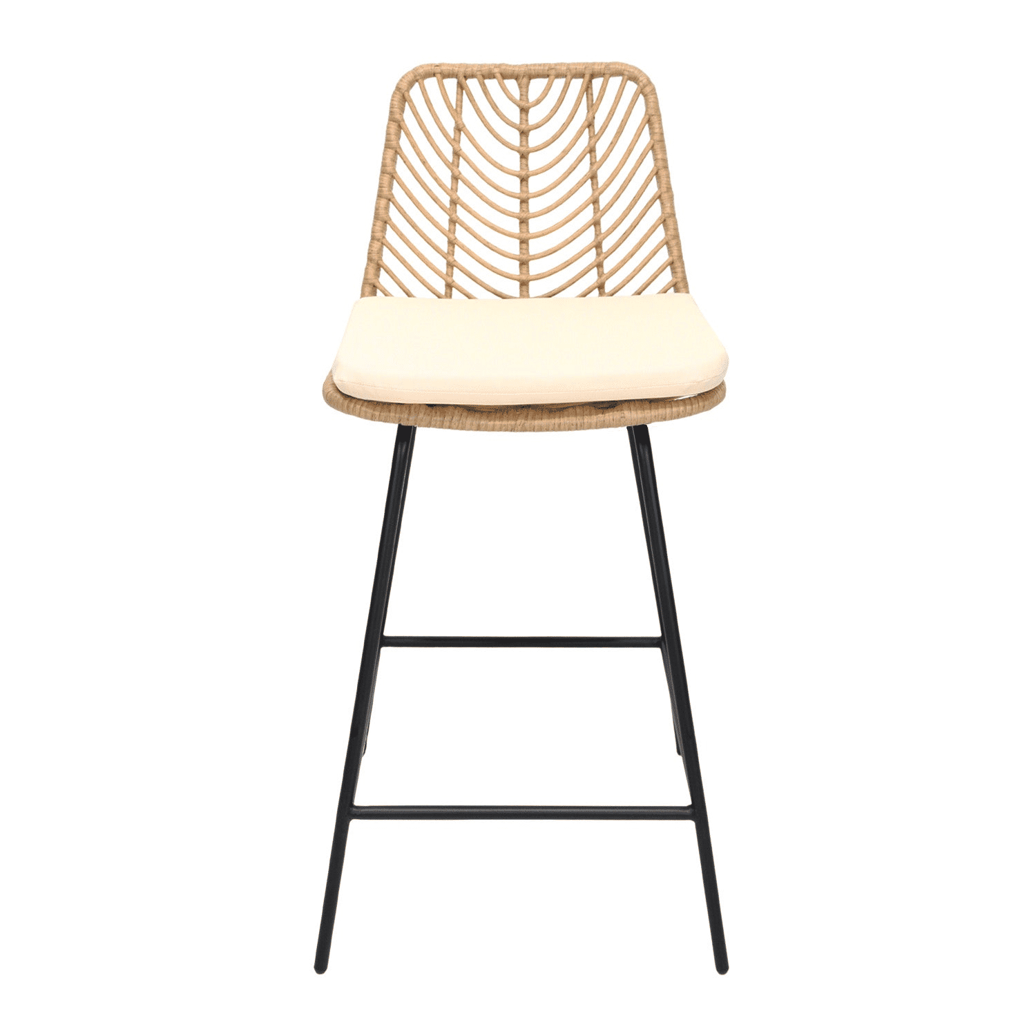 Areu Synthetic Rattan Outdoor Counter Stool with Metal Base