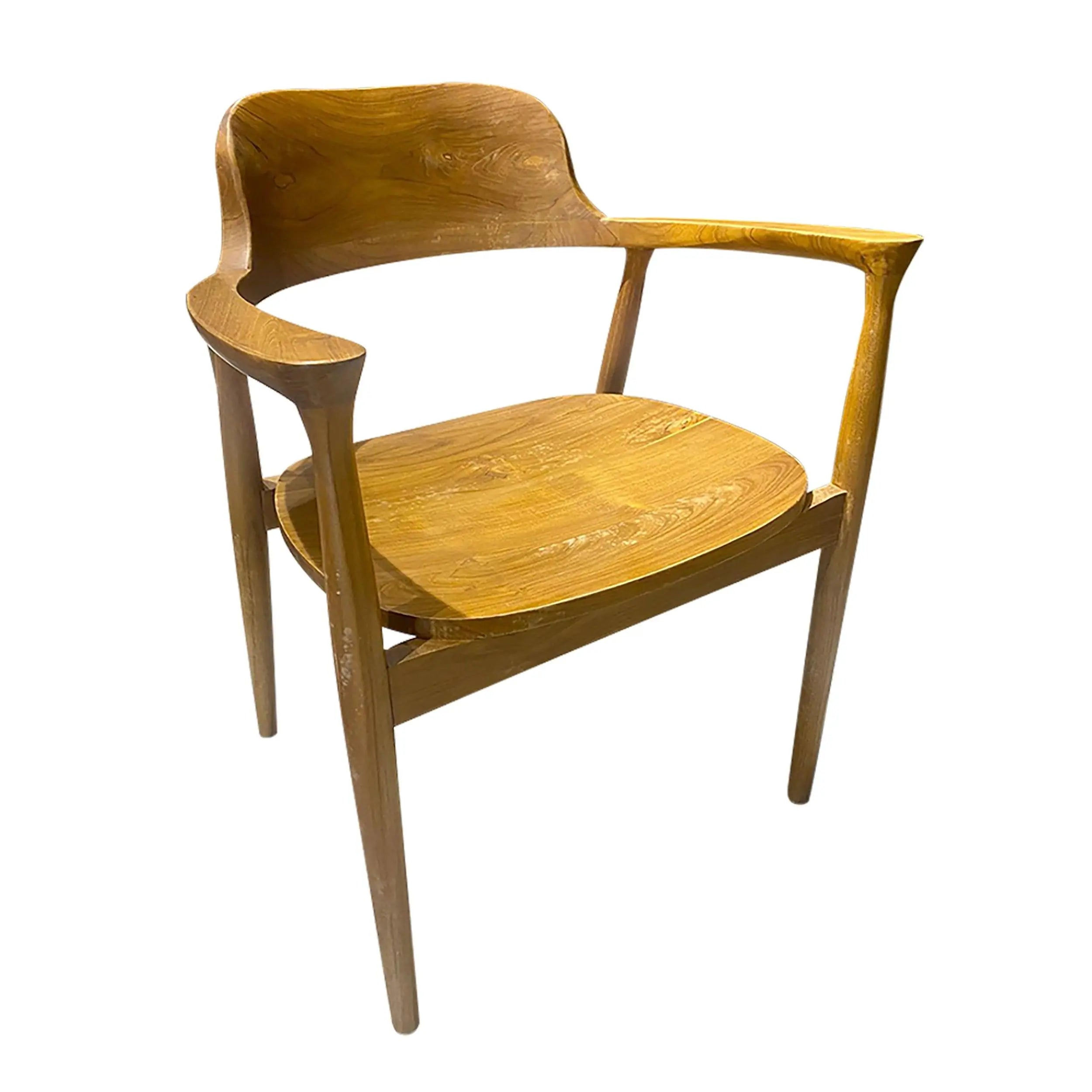 Kennedy Natural Teak Wood Indoor Dining Armchair with Curved Backrest