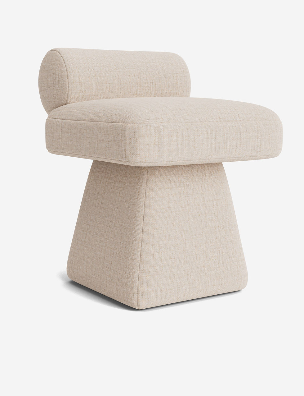 Miniatura: Hazen Upholstered Stool with Faceted Base and Rounded Backrest