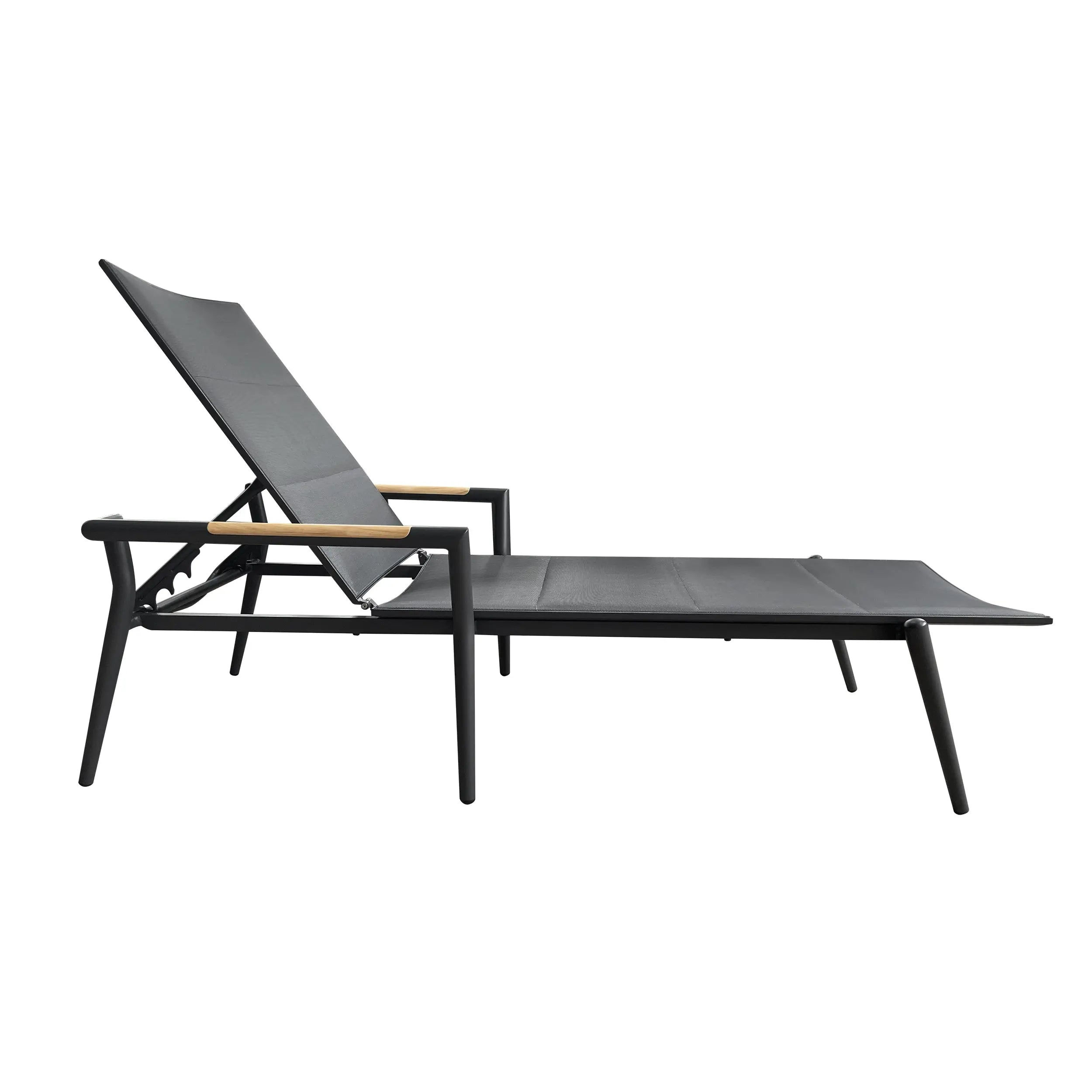 Sleek Aluminum Outdoor Lounge Chair for Poolside Relaxation Carbon Finish