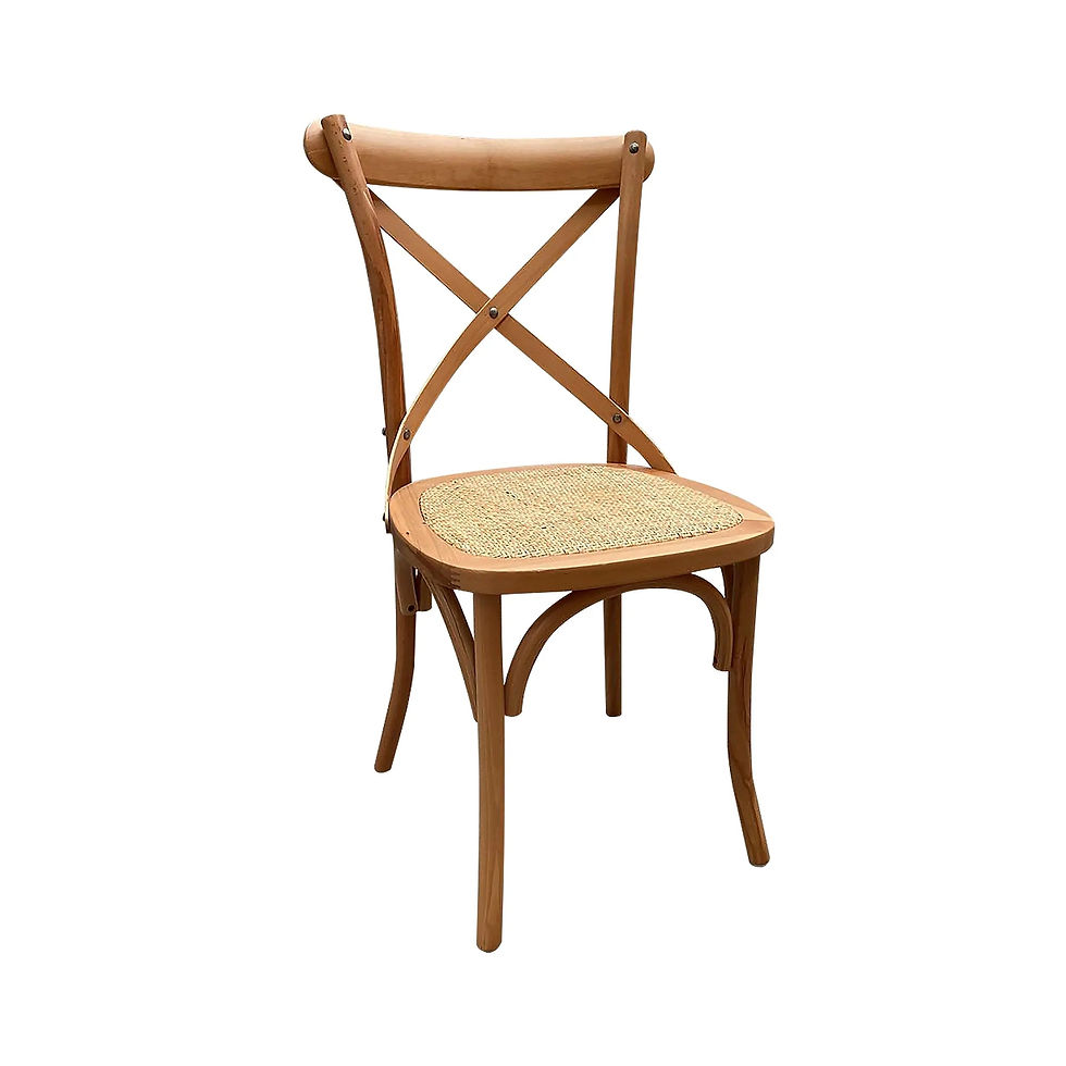 Thumbnail: Natural Beech Wood Cross Back Dining Chair with Rattan Seat