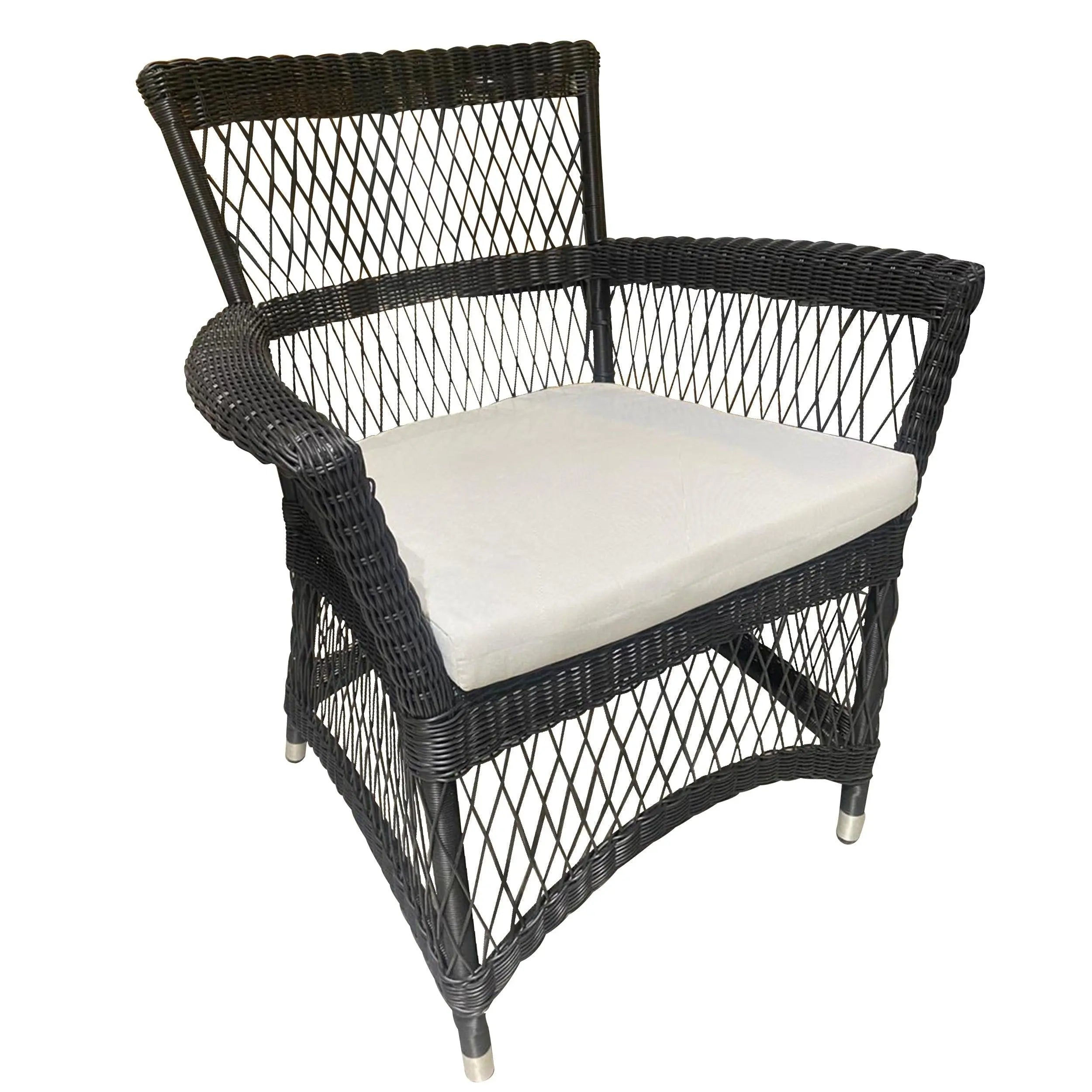 Durable Black Synthetic Rattan French Style Outdoor Dining Chair