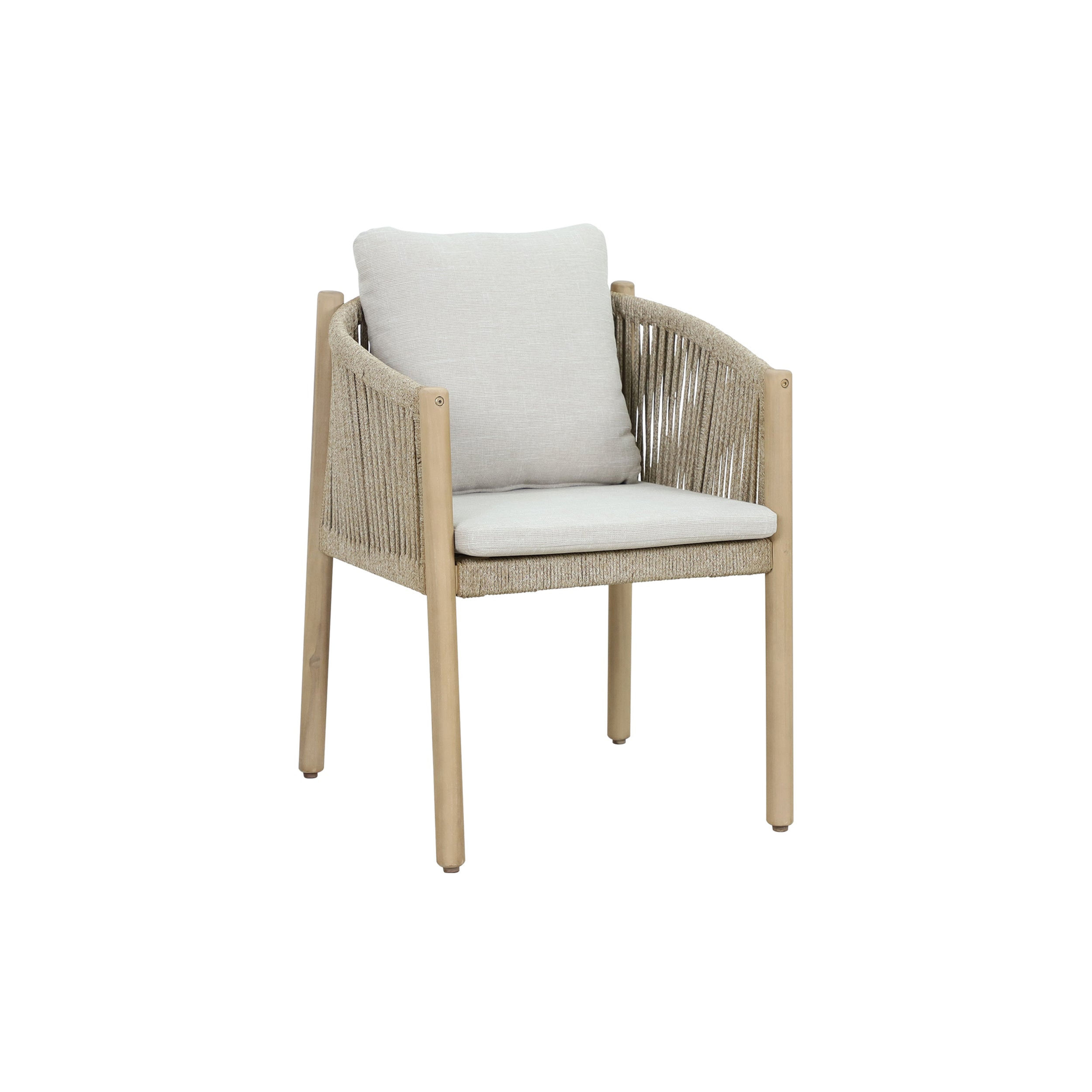 Natural Acacia Wood Dining Chair with Padded Polyester Seat