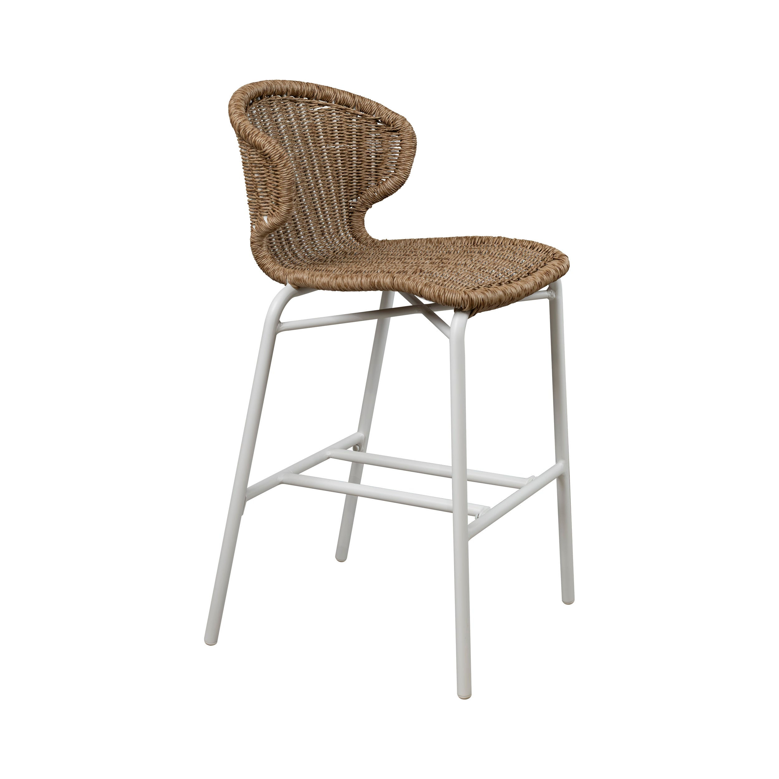 Natural Synthetic Rattan Aluminum High Back Counter Stool