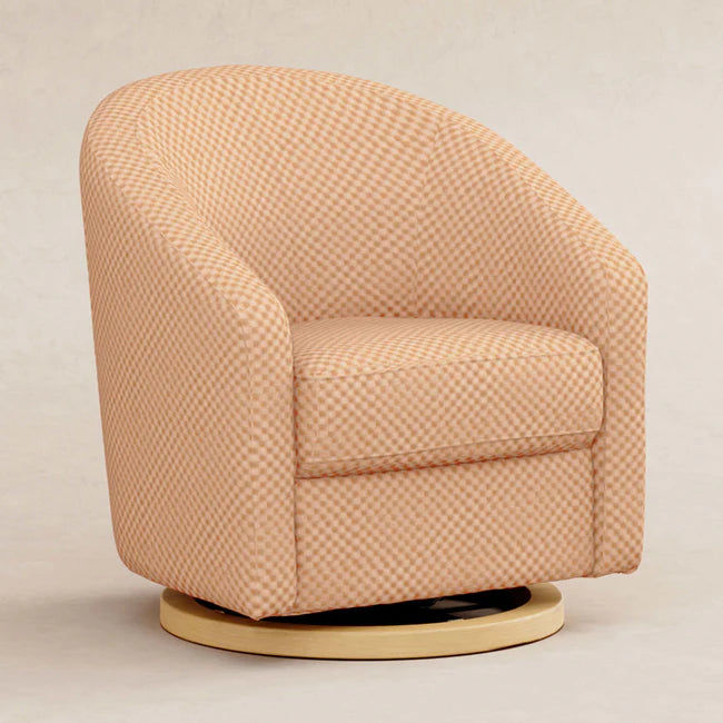 Thumbnail: Modern Swivel Glider Armchair with Textured Boucle Fabric Seat