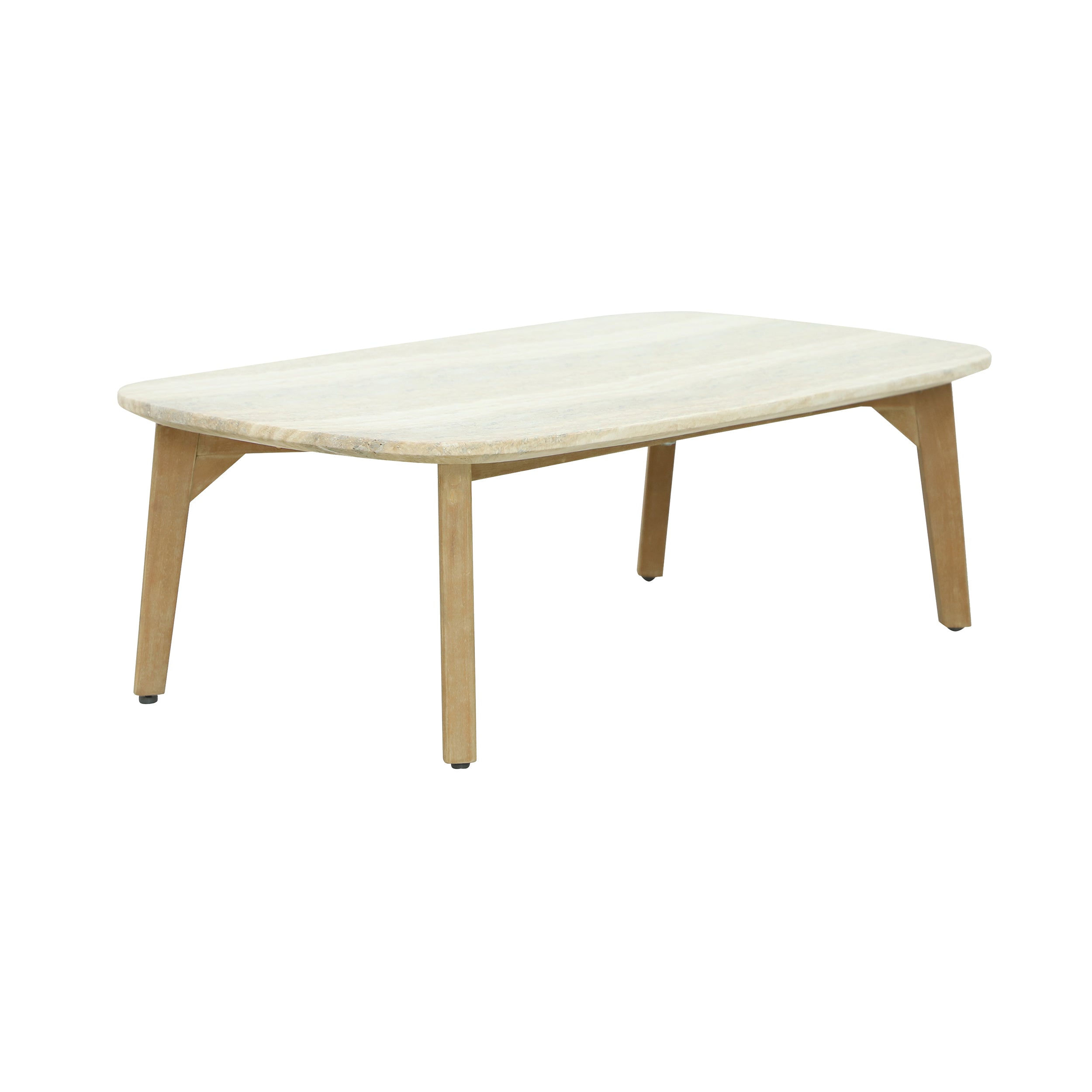 Mali Eucalyptus Wood and Cement Rectangular Coffee Table 47 Inch