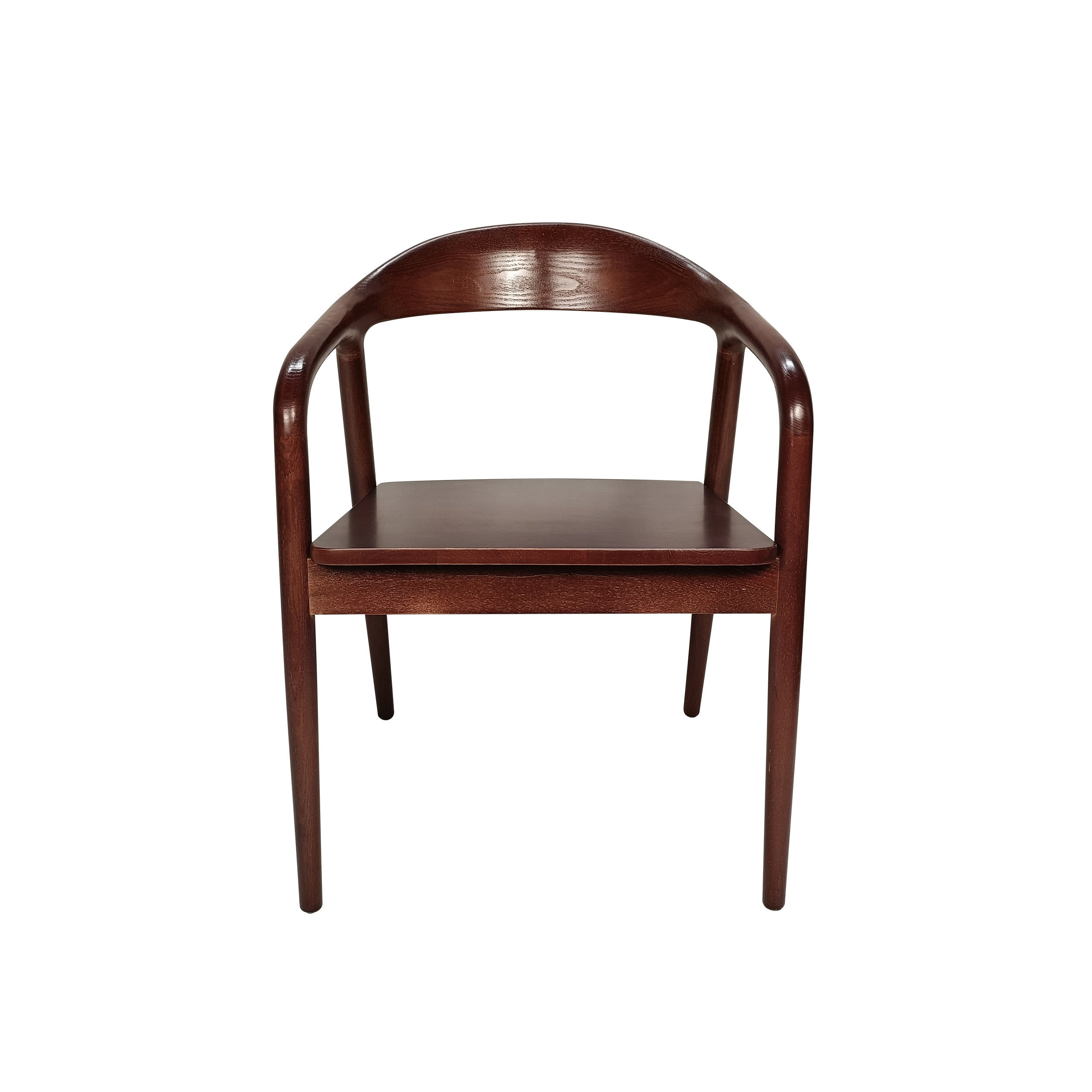 Elegant Brown Beechwood Interior Dining Chair with Curved Backrest