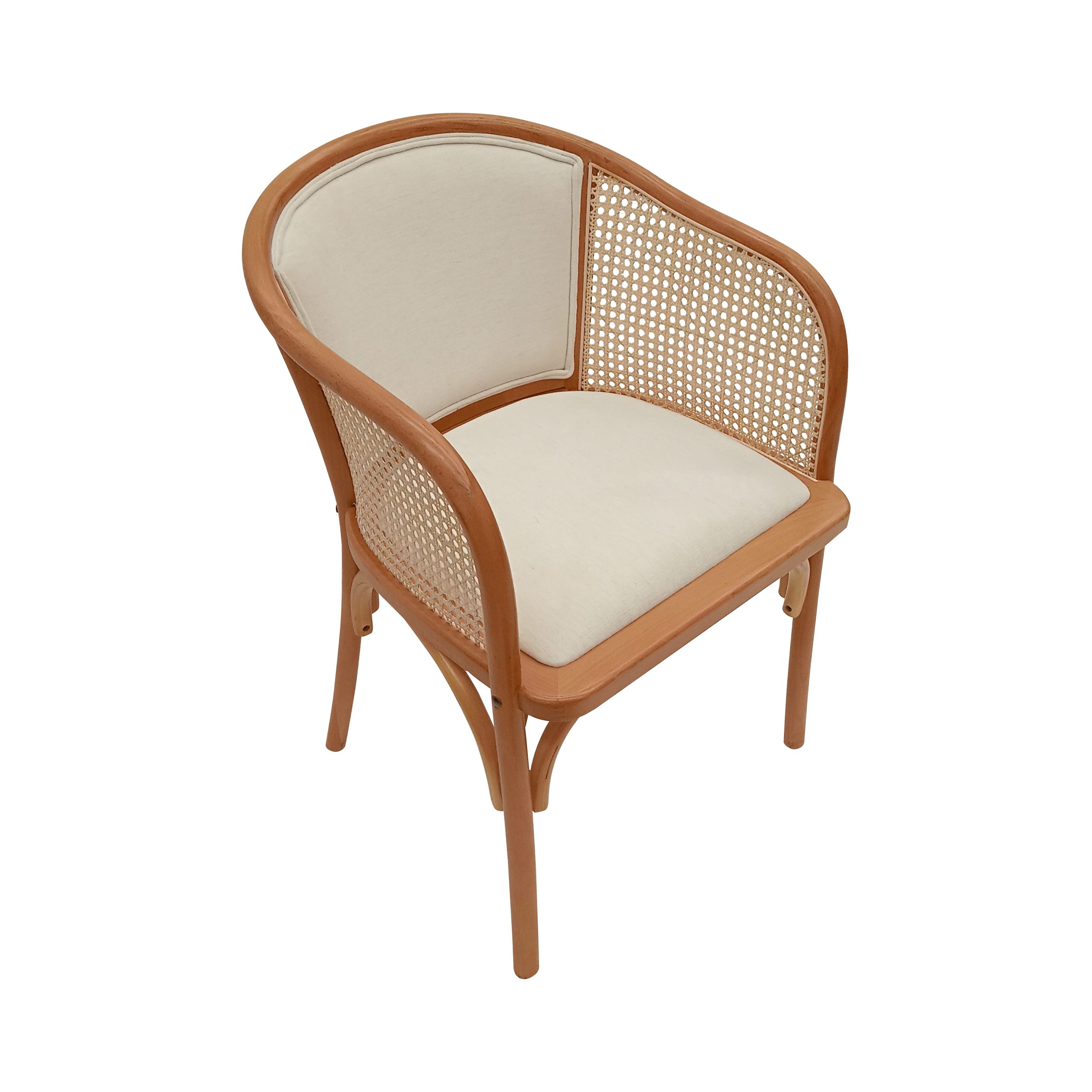 Mid-Century Modern Wood Dining Chair with Synthetic Rattan Back