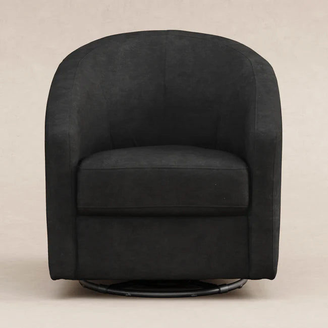 Thumbnail: Modern Swivel Glider Armchair with Textured Boucle Fabric Seat