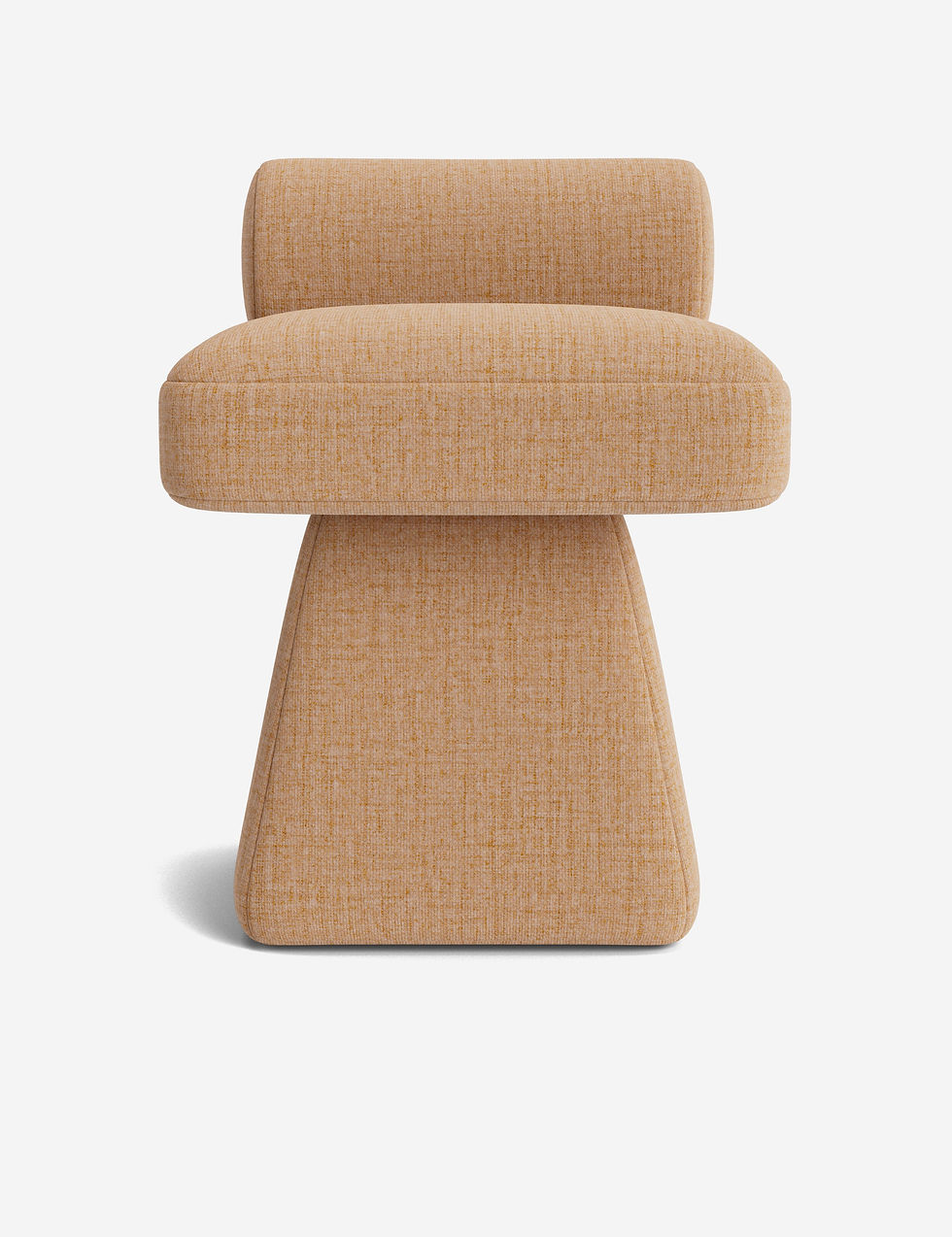 Miniatura: Hazen Upholstered Stool with Faceted Base and Rounded Backrest