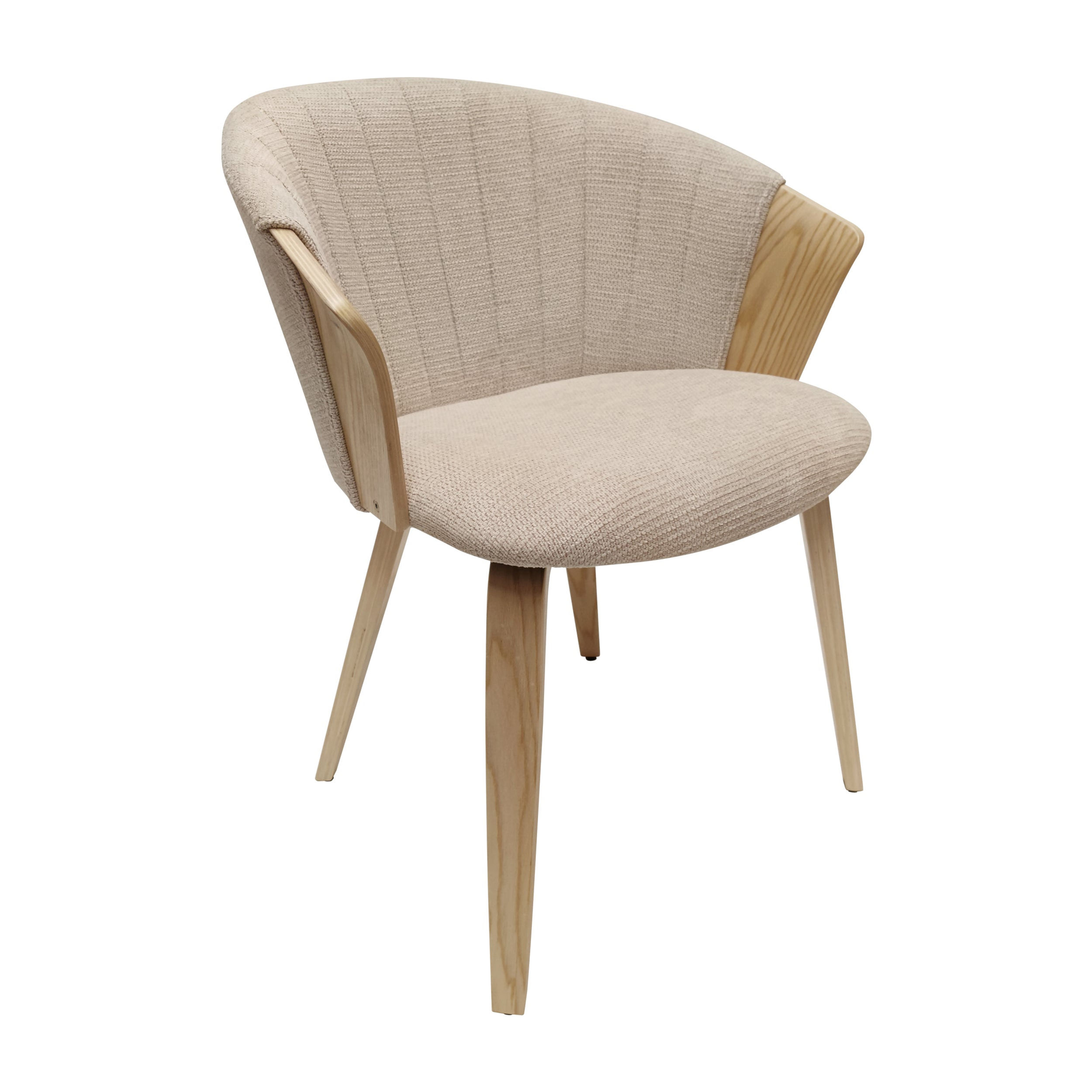 Aragon Beige Oak Wood and Chenille Upholstered Dining Chair